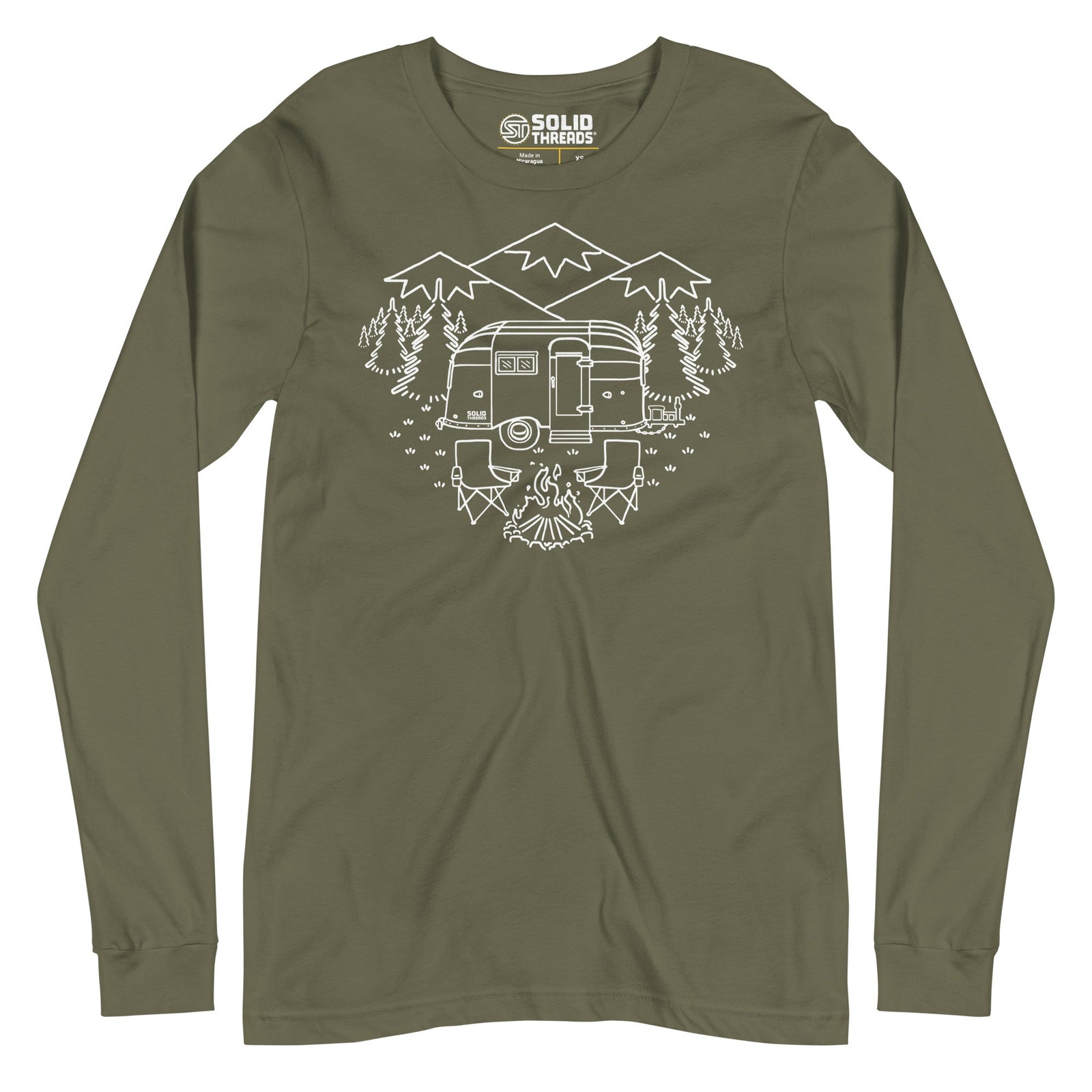 Camp Site Vintage Graphic Long Sleeve Tee | Retro Camping T-Shirt - Solid Threads