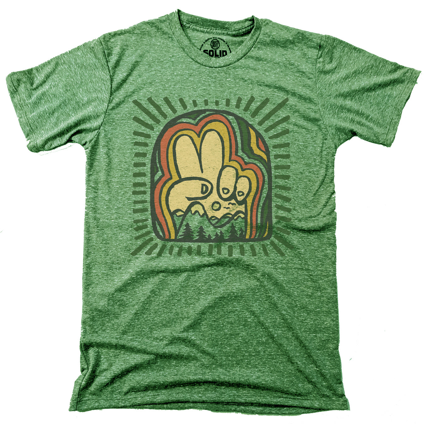 Men's Peace Mountains Cool Artsy Scenery Graphic Tee | Retro Nature Triblend T-Shirt | SOLID THREADS