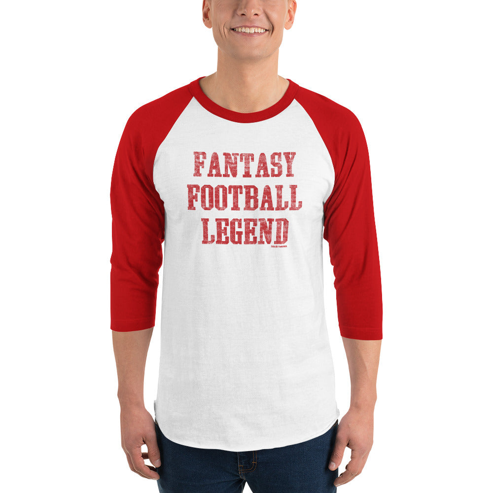 Men’s Fantasy Football Legend Vintage Baseball Tee | Funny Sports Raglan on Model | Solid Threads