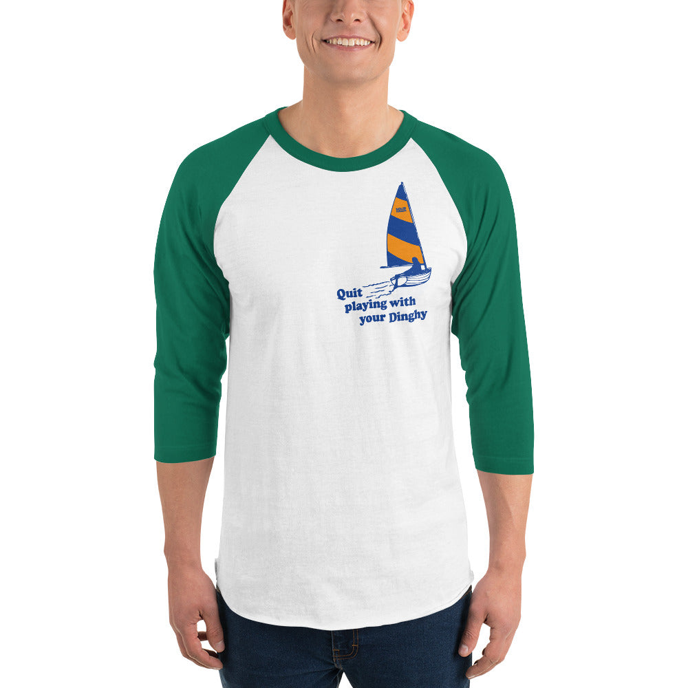 Quit Playing With Your Dinghy Retro Baseball Tee | Funny Beach Raglan on Model | Solid Threads