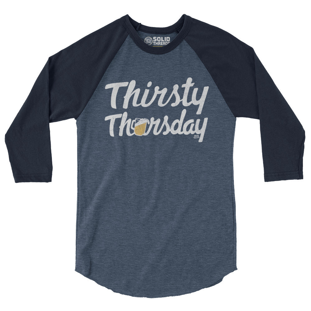  Thirsty Thursday Vintage Baseball Tee | Retro Day Drinking Raglan | Solid Threads