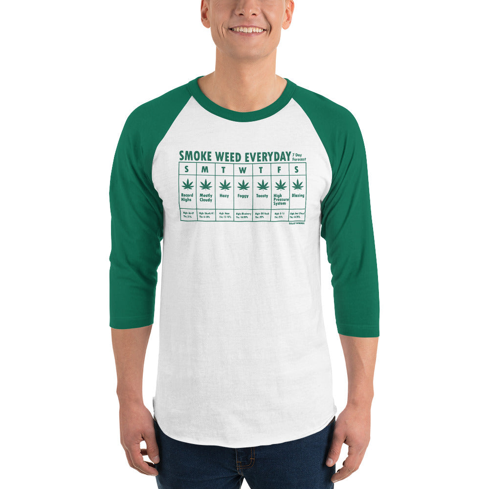 Smoke Weed Everyday Vintage Baseball Raglan | Funny 420 Triblend Tee On Model | Solid Threads