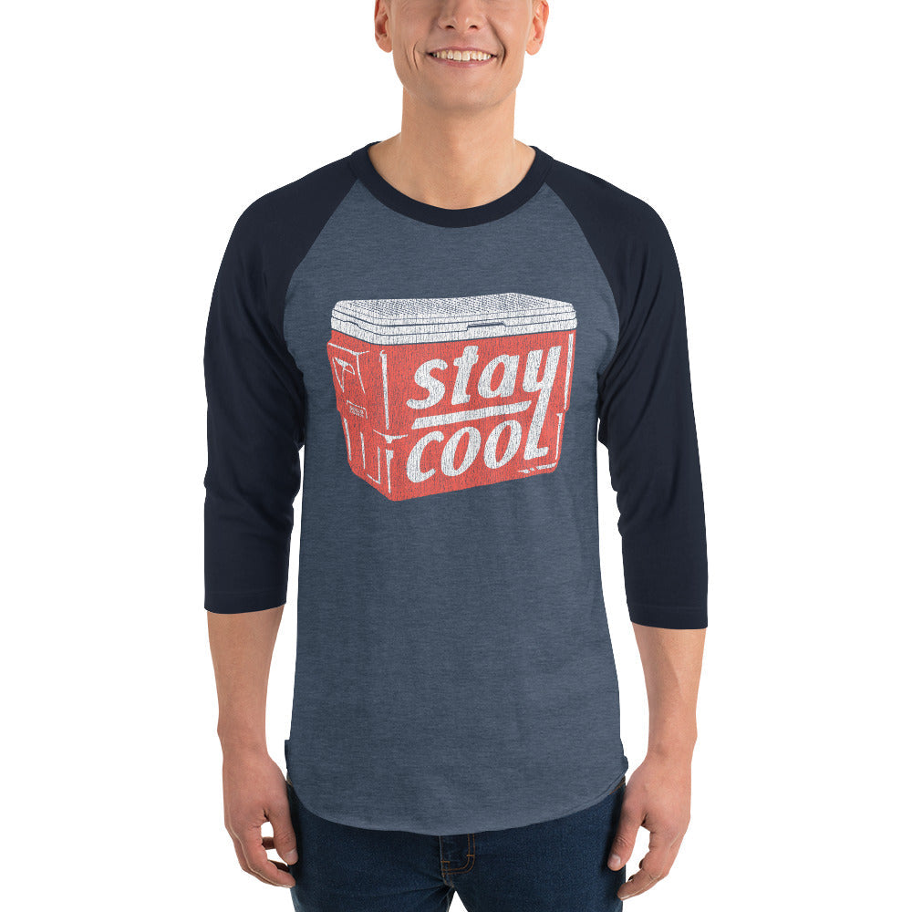 Vintage Stay Cool Ice Box Baseball Tee | Retro Summer Drinking Raglan on Model | Solid Threads