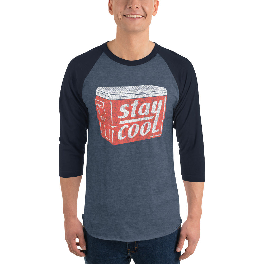  Vintage Stay Cool Ice Box Baseball Tee | Retro Summer Drinking Raglan on Model | Solid Threads