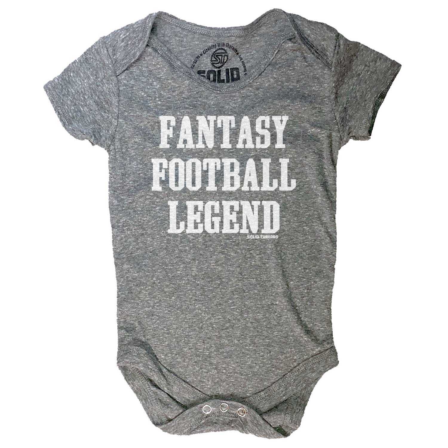 Baby Fantasy Football Legend Vintage Graphic Onesie | Funny Football Romper | Solid Threads