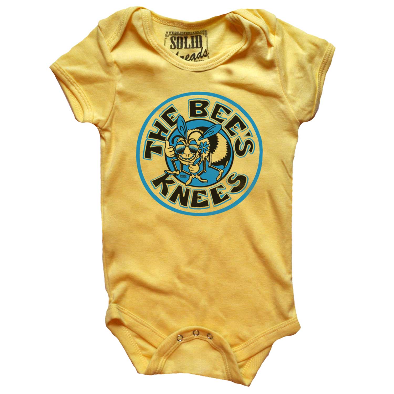 Baby The Bee's Knees Retro Nature Graphic One Piece | Funny Pollinator Romper | Solid Threads
