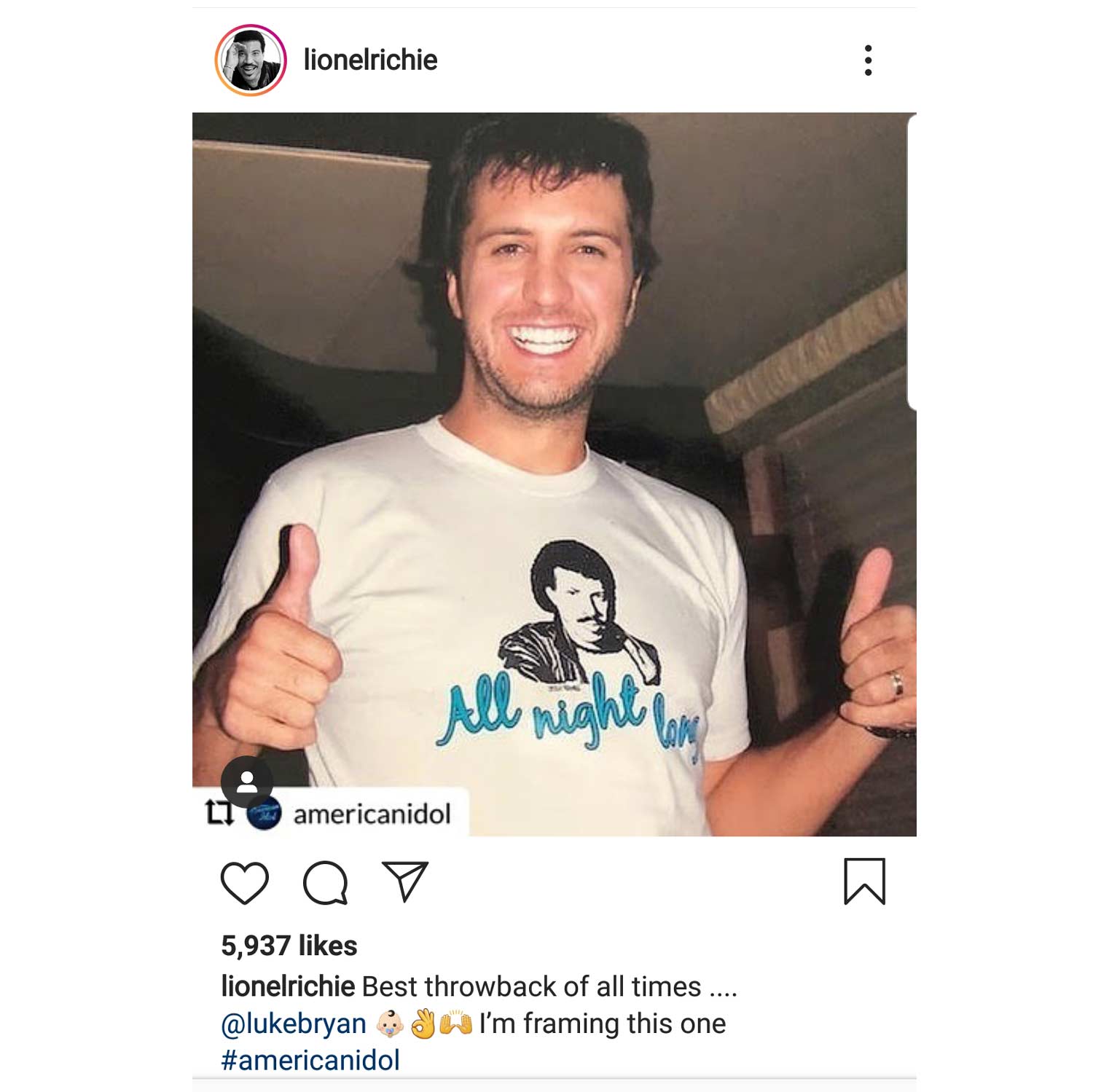 Men's All Night Long Lionel Richie Instagram Graphic Tee | American Idol T-Shirt | SOLID THREADS