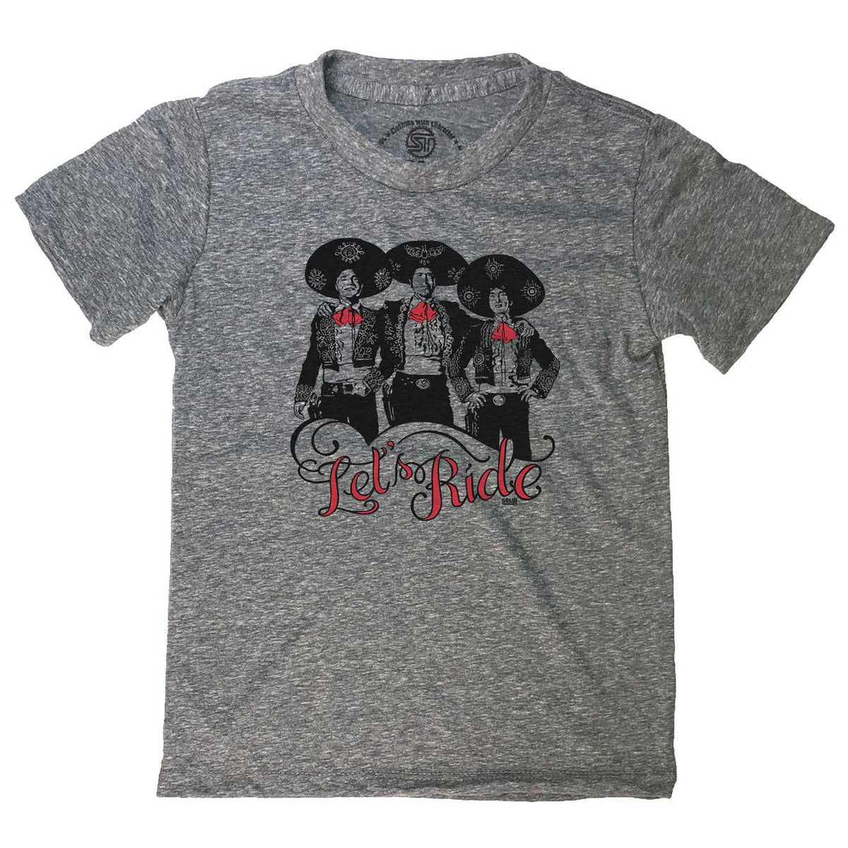 Kid&#39;s Let&#39;s Ride Retro 80s Movie Graphic Tee | Cute Three Amigos T-shirt for Youth | Solid Threads