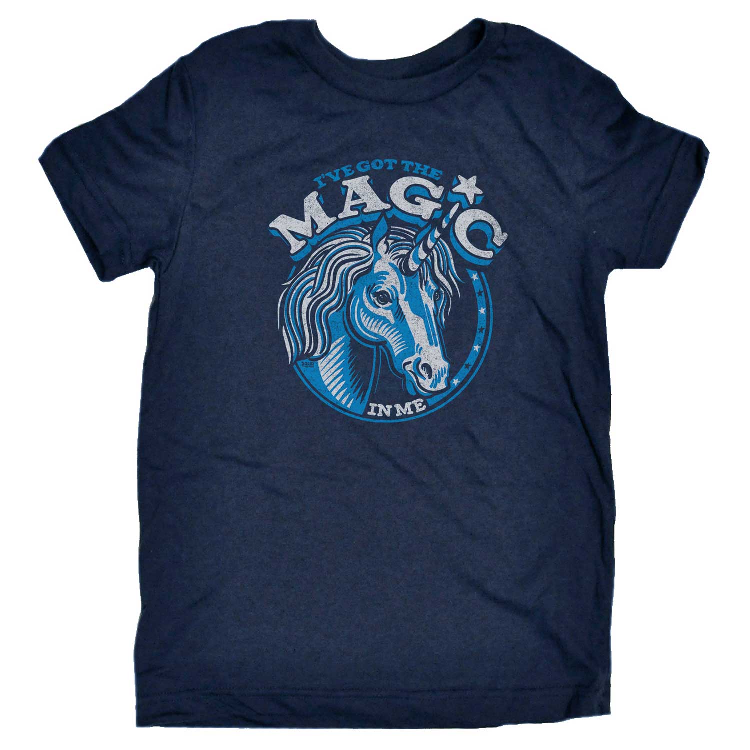 Kid's Got The Magic in Me Unicorn Retro Graphic Tee | Cute Horse T-shirt for Youth | Solid Threads