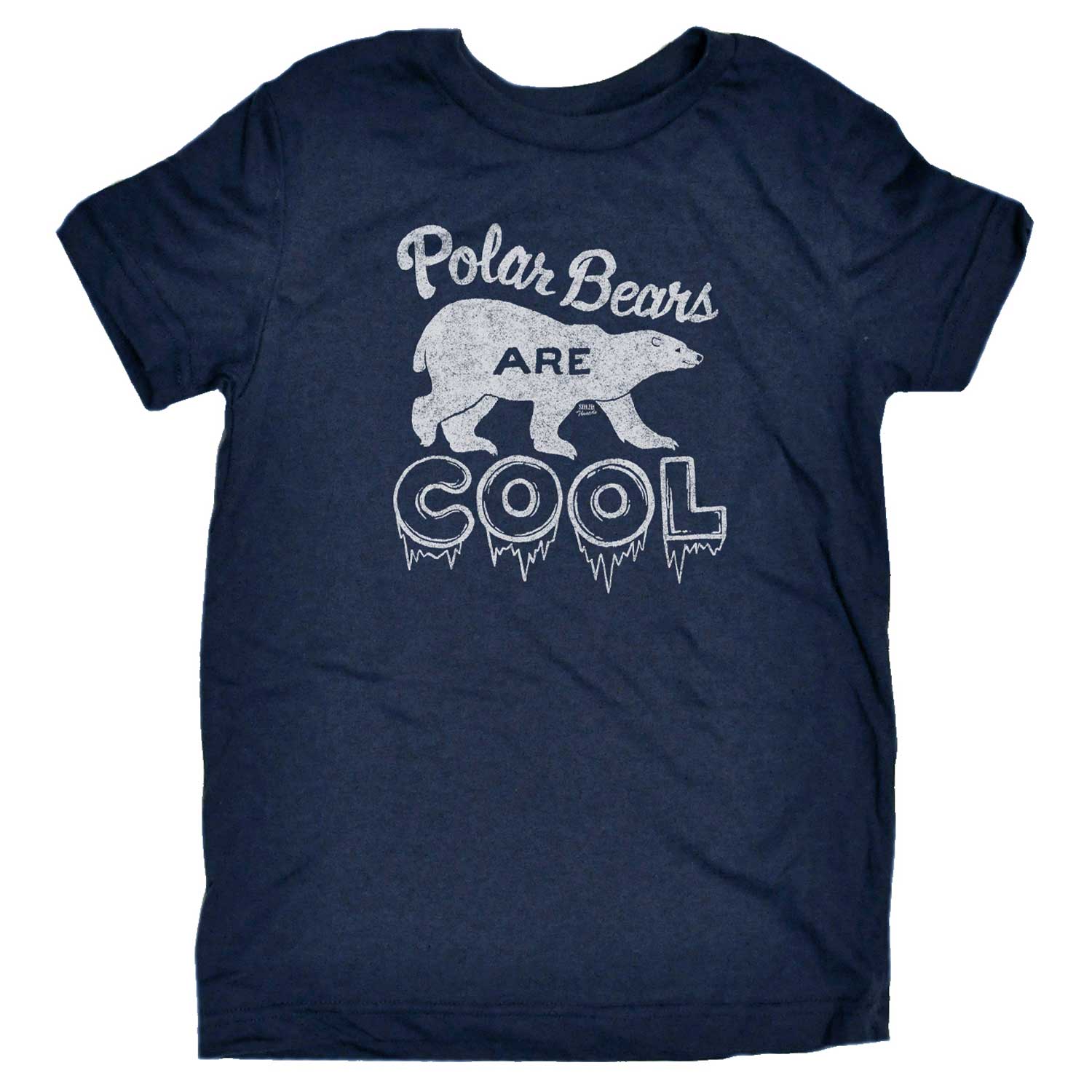 Kids Polar Bears Are Cool Retro Winter Graphic T-Shirt | Cute Funny Animal Tee | Solid Threads