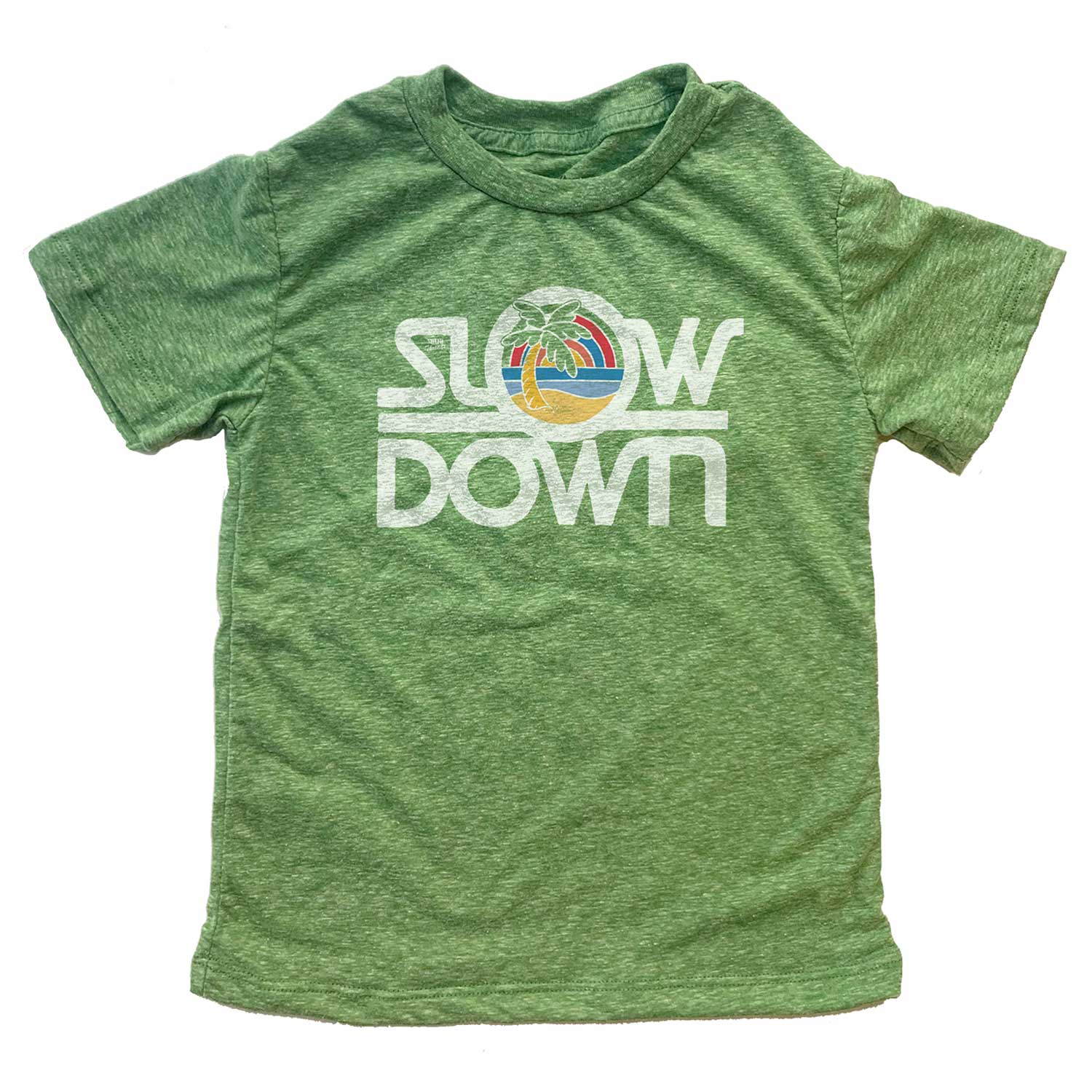 Kid's Slow Down Retro Beach Graphic Tee | Cute Tropical Vacation T-shirt for Youth | SOLID THREADS