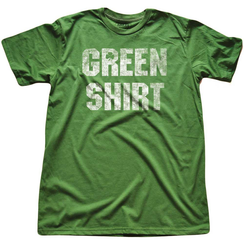 Men&#39;s Green Shirt Cool Graphic T-Shirt | Vintage St Paddys Day Soft Tee | Solid Threads