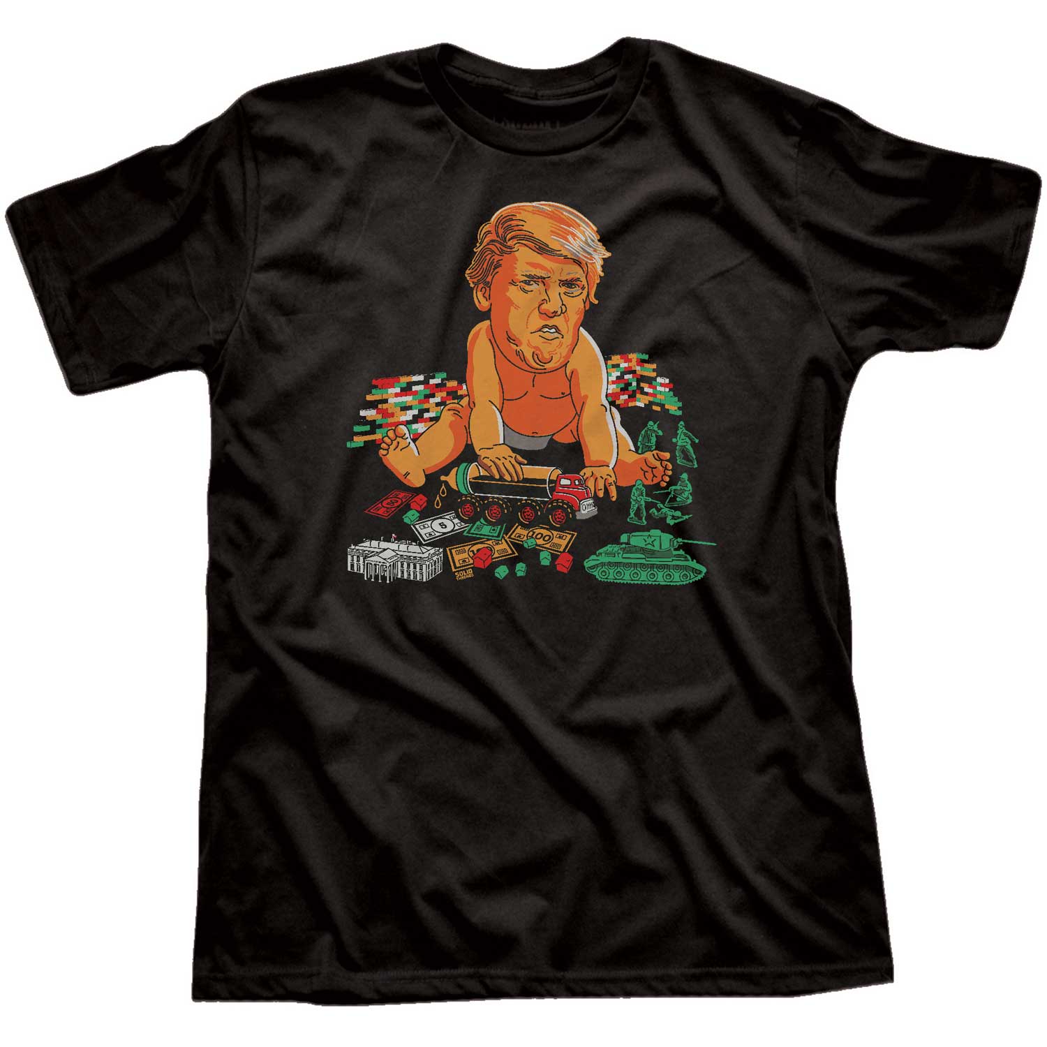 Men's Baby Trump Vintage Graphic T-Shirt | Funny Corrupt Politician True Black Tee | Solid Threads