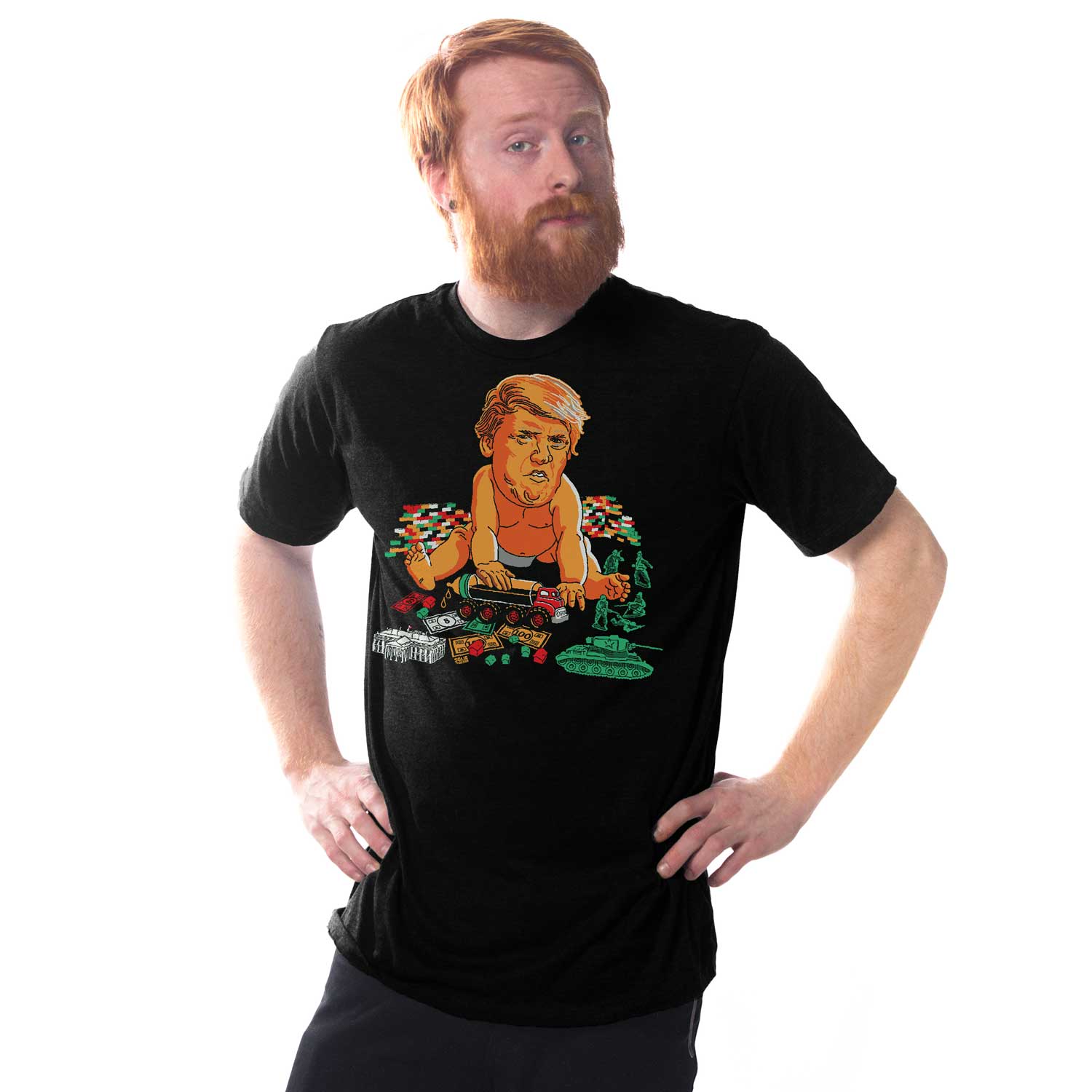 Men's Baby Trump Vintage Inspired T-Shirt | Funny Donald Trump Graphic Tee On Model | Solid Threads