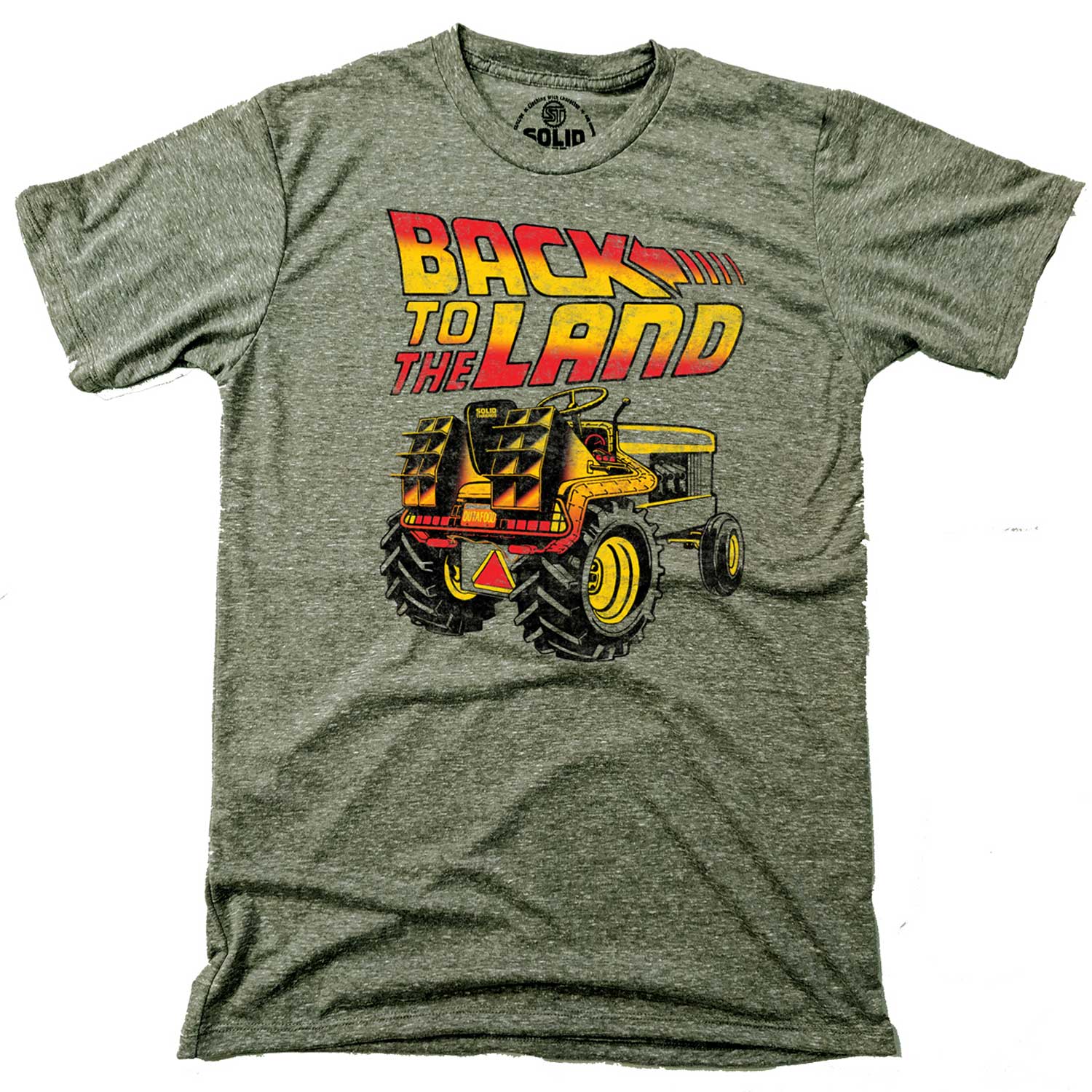 Men's Back To The Land Funny Graphic T-Shirt | Vintage Farming Triblend Tee | Solid Threads