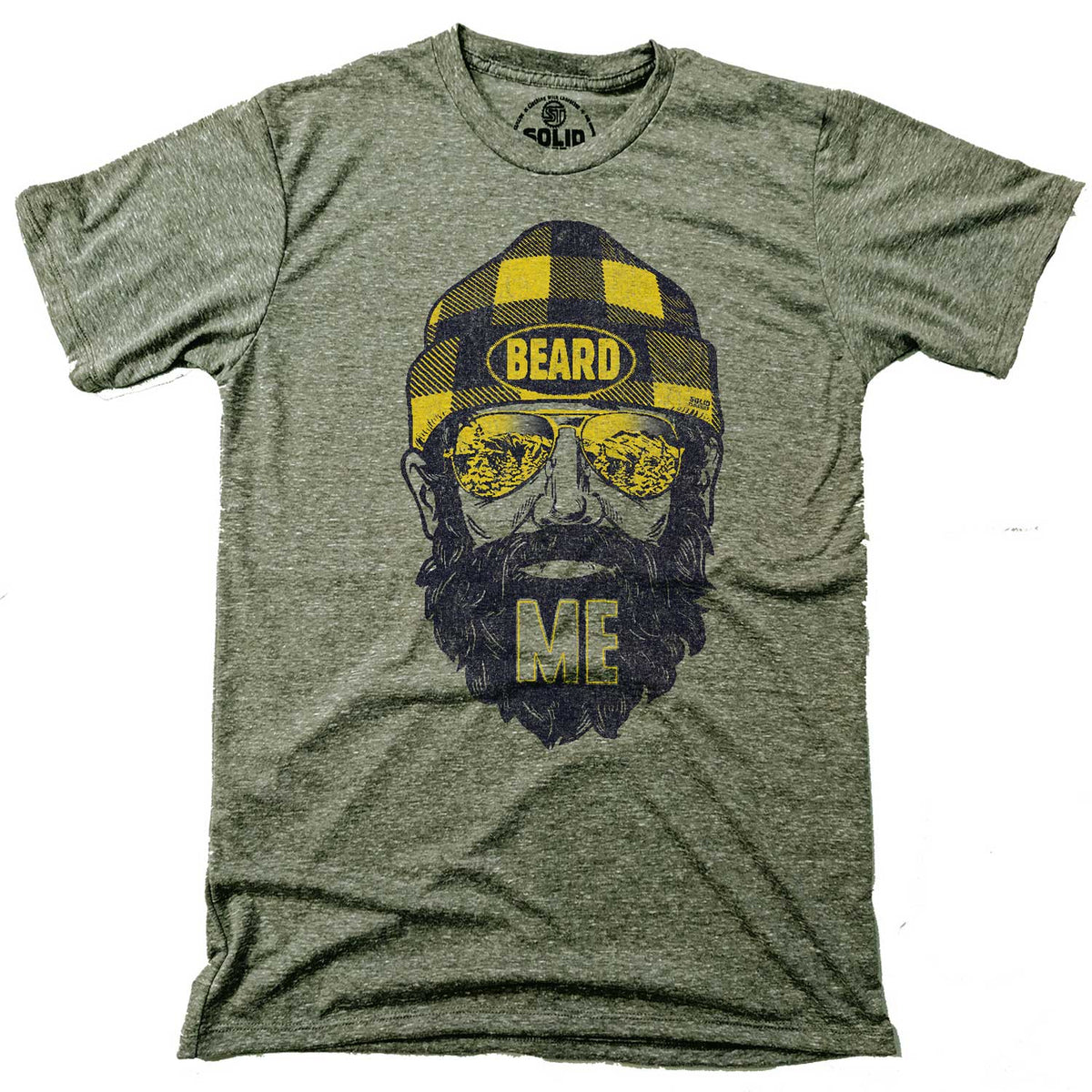 Men&#39;s Beard Me Vintage Graphic T-Shirt | Funny Hipster Triblend Tee | Solid Threads