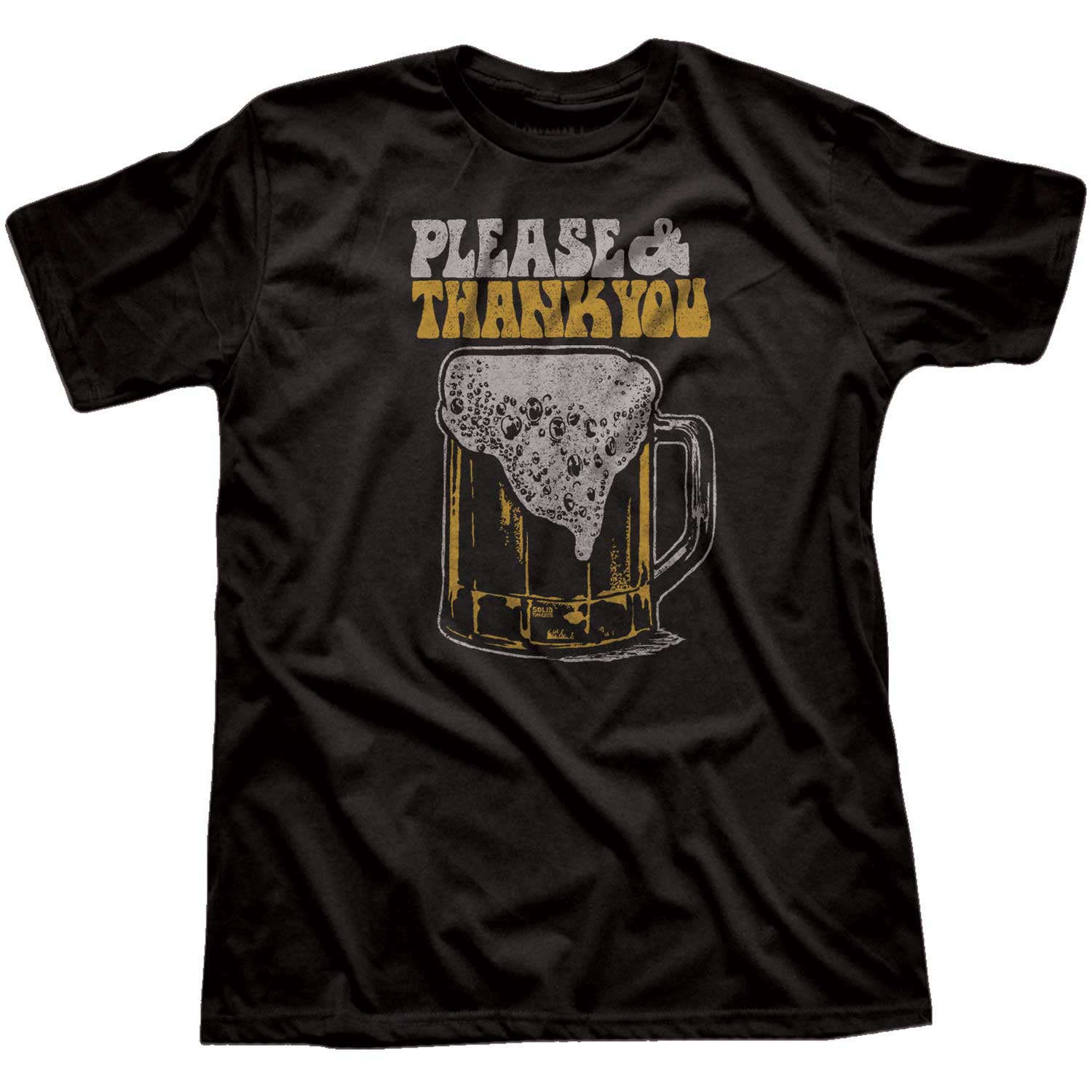 Men's Please & Thank You Beer Vintage Graphic T-Shirt | Funny Drinking Tee | Solid Threads
