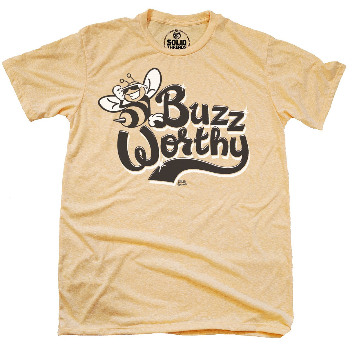 Men&#39;s Buzzworthy Cool Pollinator Graphic T-Shirt | Funny Bumble Bee Tee | Solid Threads