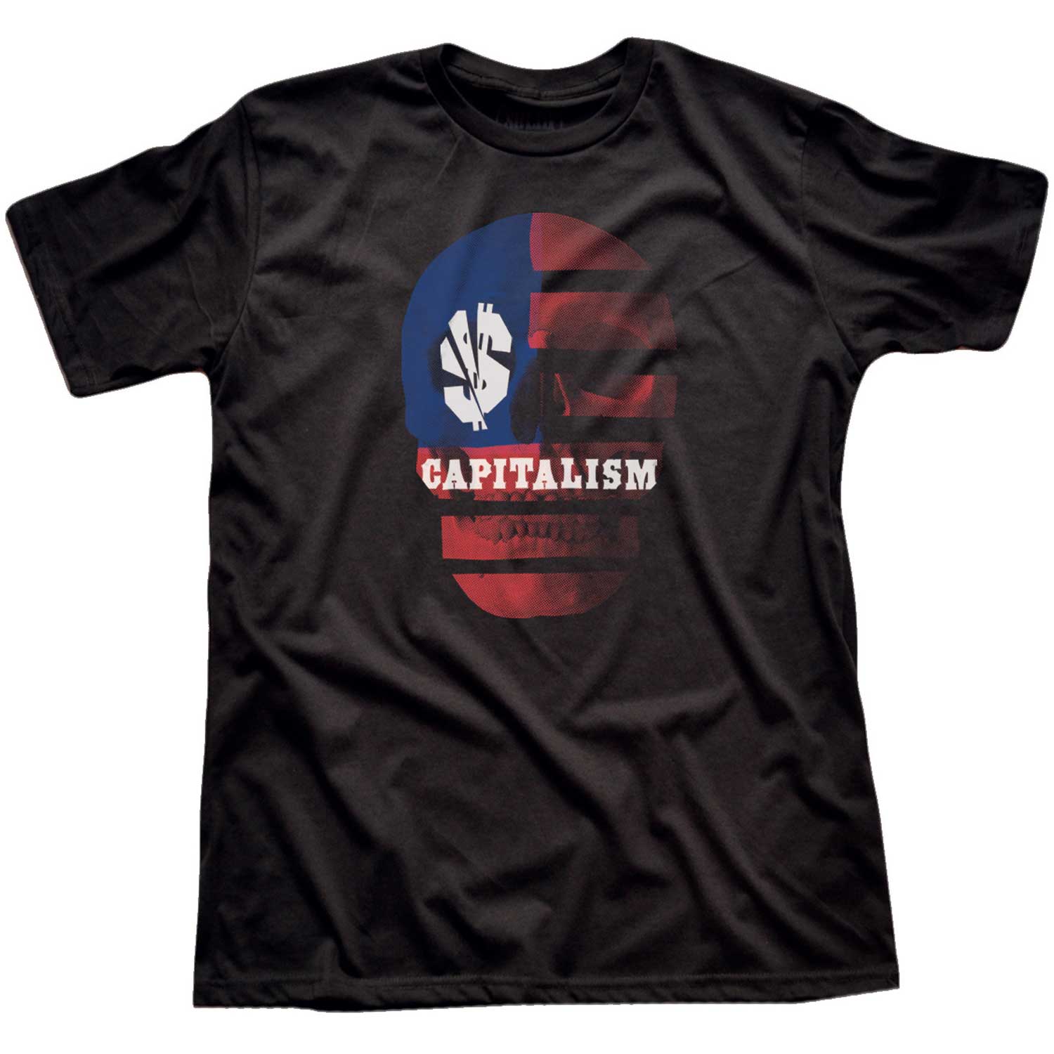 Men's Capitalism Skull Vintage T-shirt | Support Income Equality Soft Graphic Tee | Solid Threads