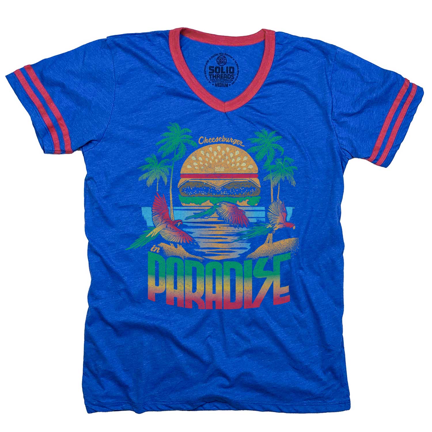 Cheeseburger in Paradise Ringer V-Neck Tee