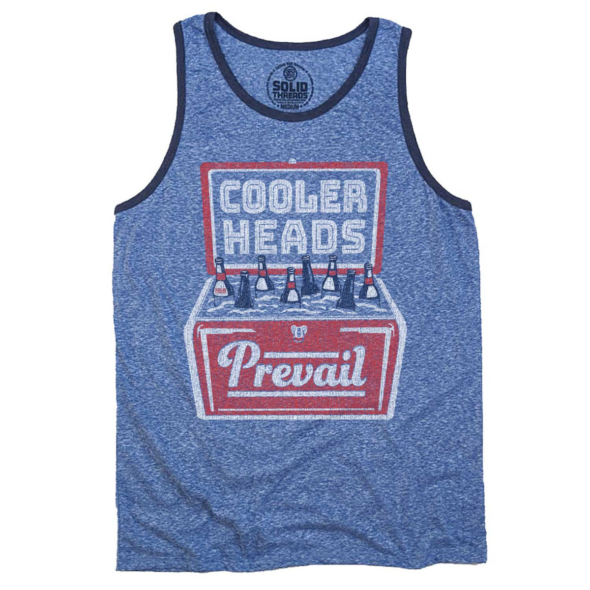 Men&#39;s Cooler Heads Vintage Graphic Tank Top | Funny Beer T-shirt | Solid Threads