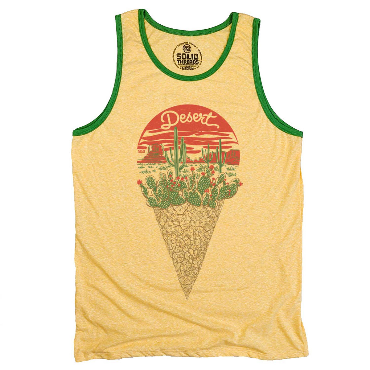 Men&#39;s Desert Cool Vintage Graphic Tank Top | Funny Ice Cream Lover Sleeveless Shirt | Solid Threads