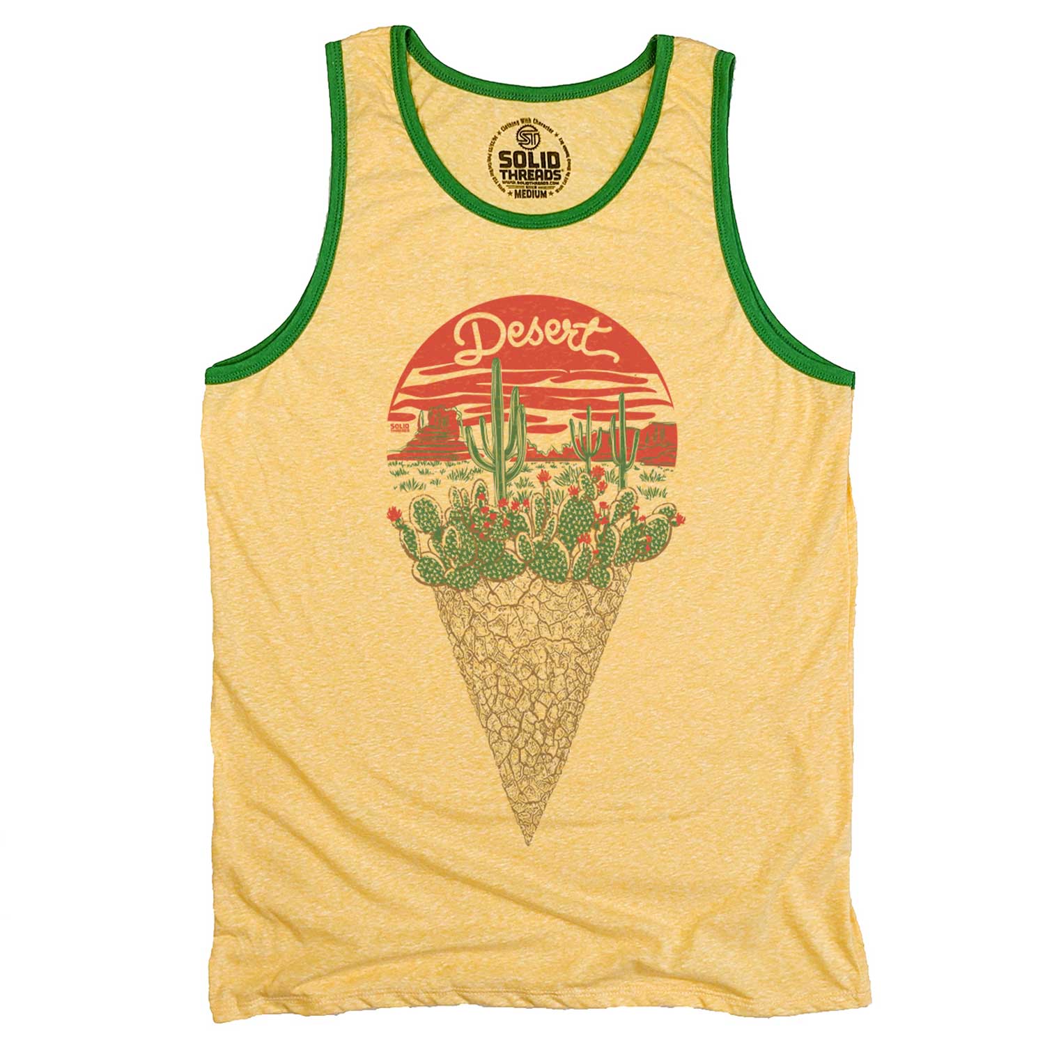 Men's Desert Cool Vintage Graphic Tank Top | Funny Ice Cream Lover Sleeveless Shirt | Solid Threads