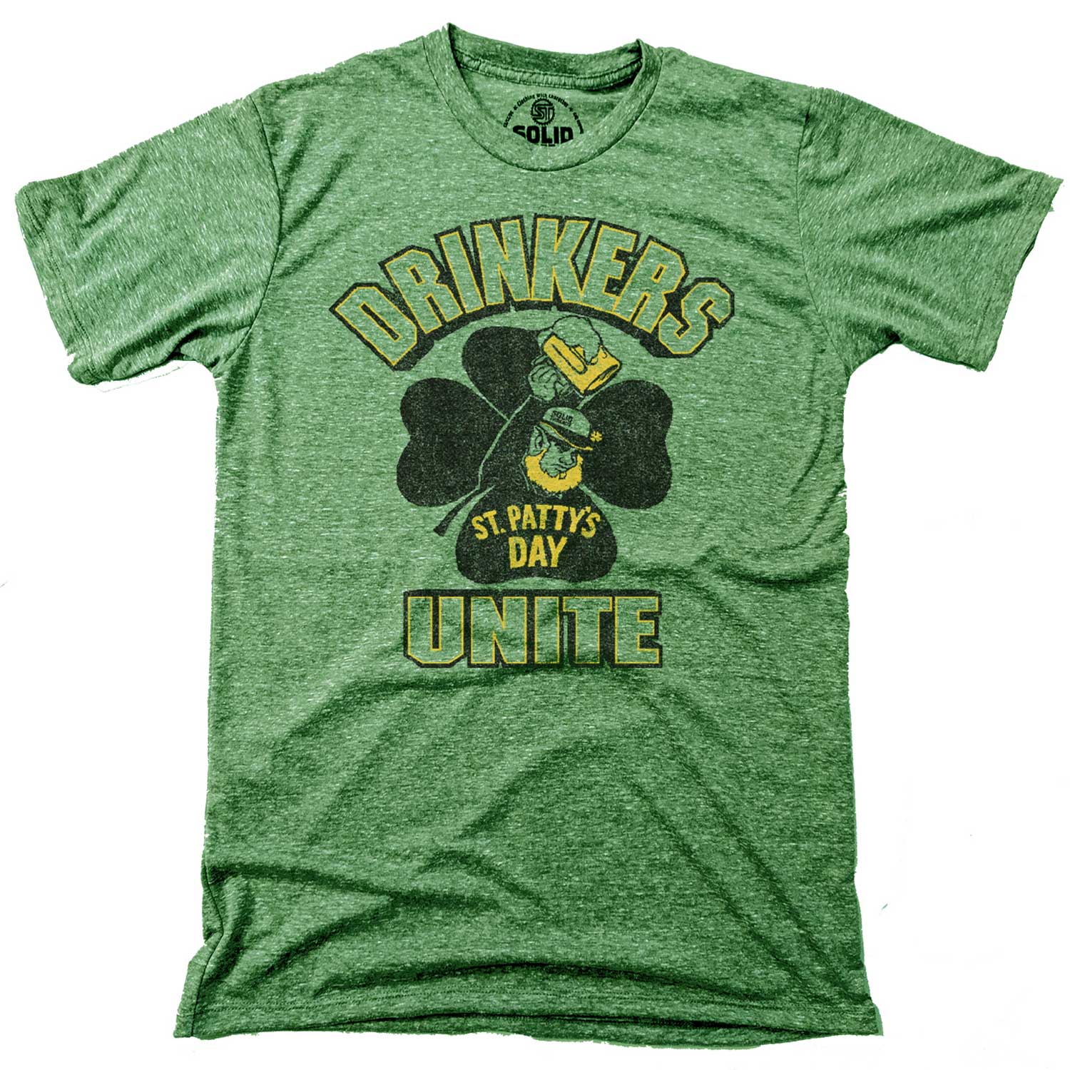Men's Drinkers Unite Vintage Graphic T-Shirt | Funny St Paddys Day Triblend Tee | Solid Threads