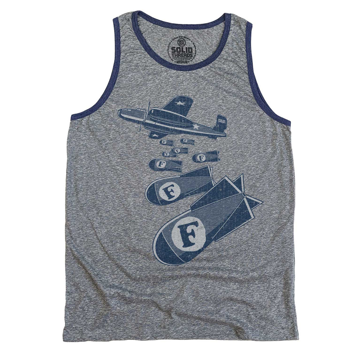 Men&#39;s F-Bombs Vintage Graphic Tank Top | Funny Swearing T-shirt | Solid Threads