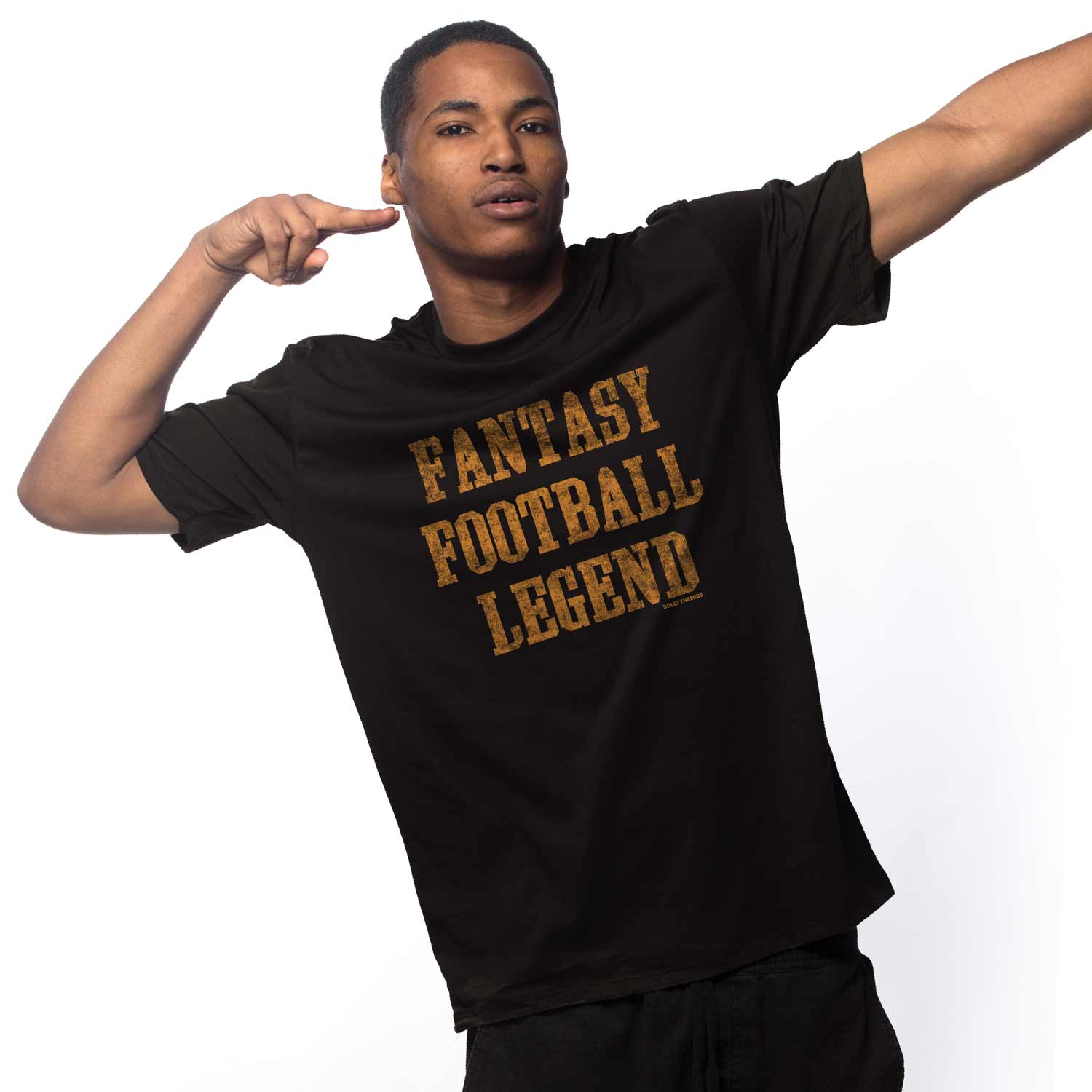 Men’s Fantasy Football Legend Vintage Graphic Tee | Funny Sports T-shirt on Model | Solid Threads