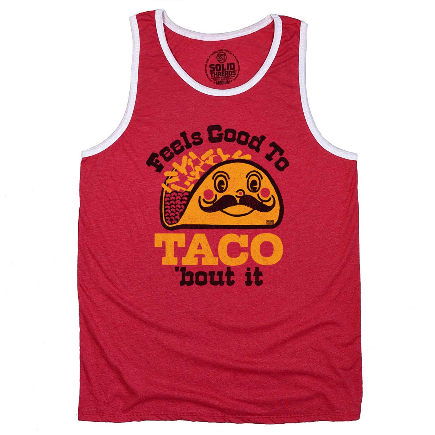 Men's Feels Good To Taco Bout It Graphic Tank Top | Funny Food Sleeveless Shirt | Solid Threads