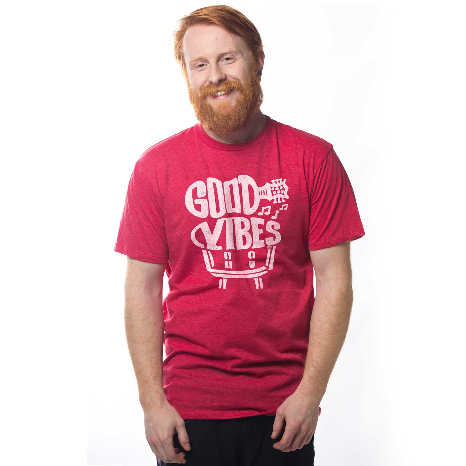 Men's Good Vibes Cool Reggae Soft Graphic T-Shirt | Vintage Music Tee on Model | Solid Threads