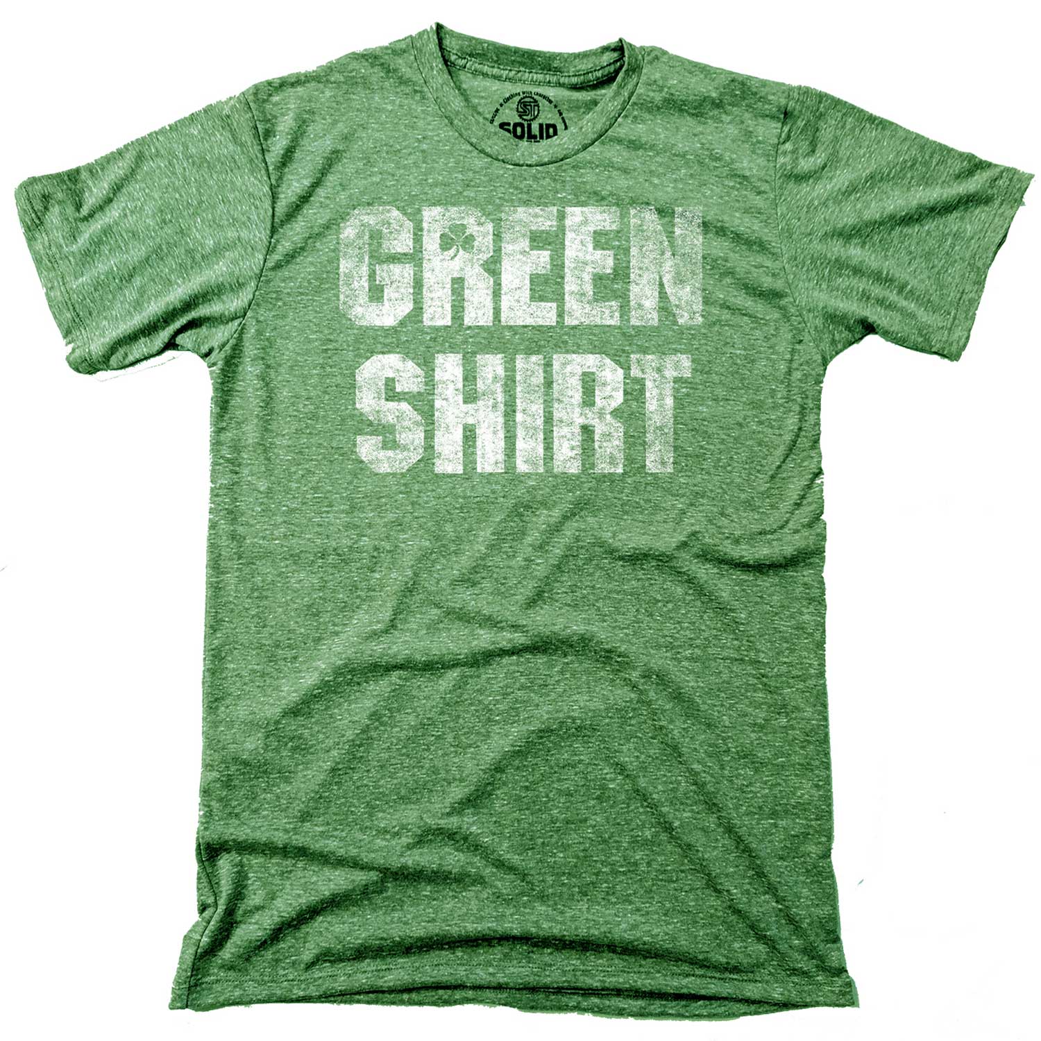 Men's Green Shirt Cool Graphic T-Shirt | Vintage St Paddys Day Triblend Tee | Solid Threads