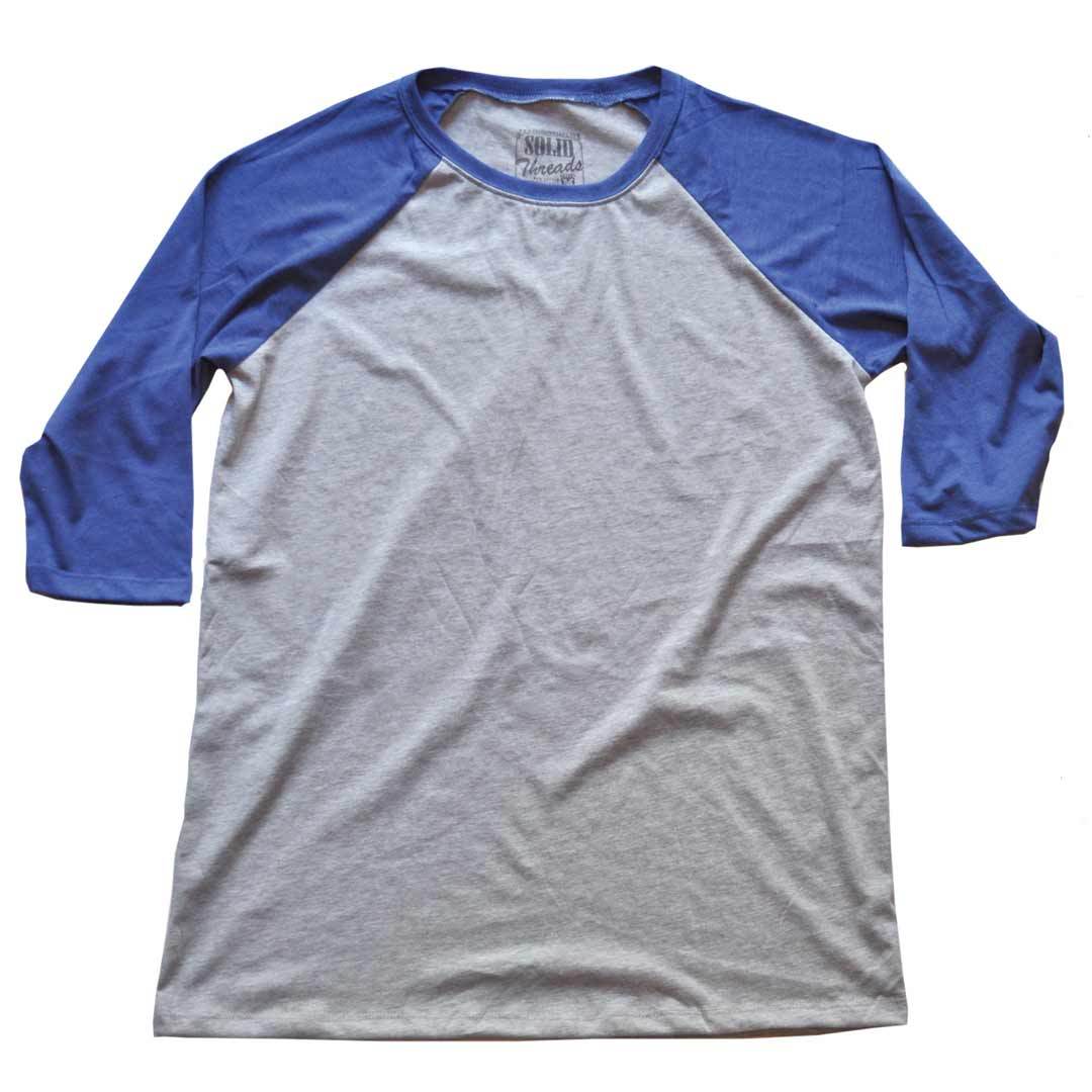 Men's Solid Threads Raglan Baseball Grey/Royal T-shirt
