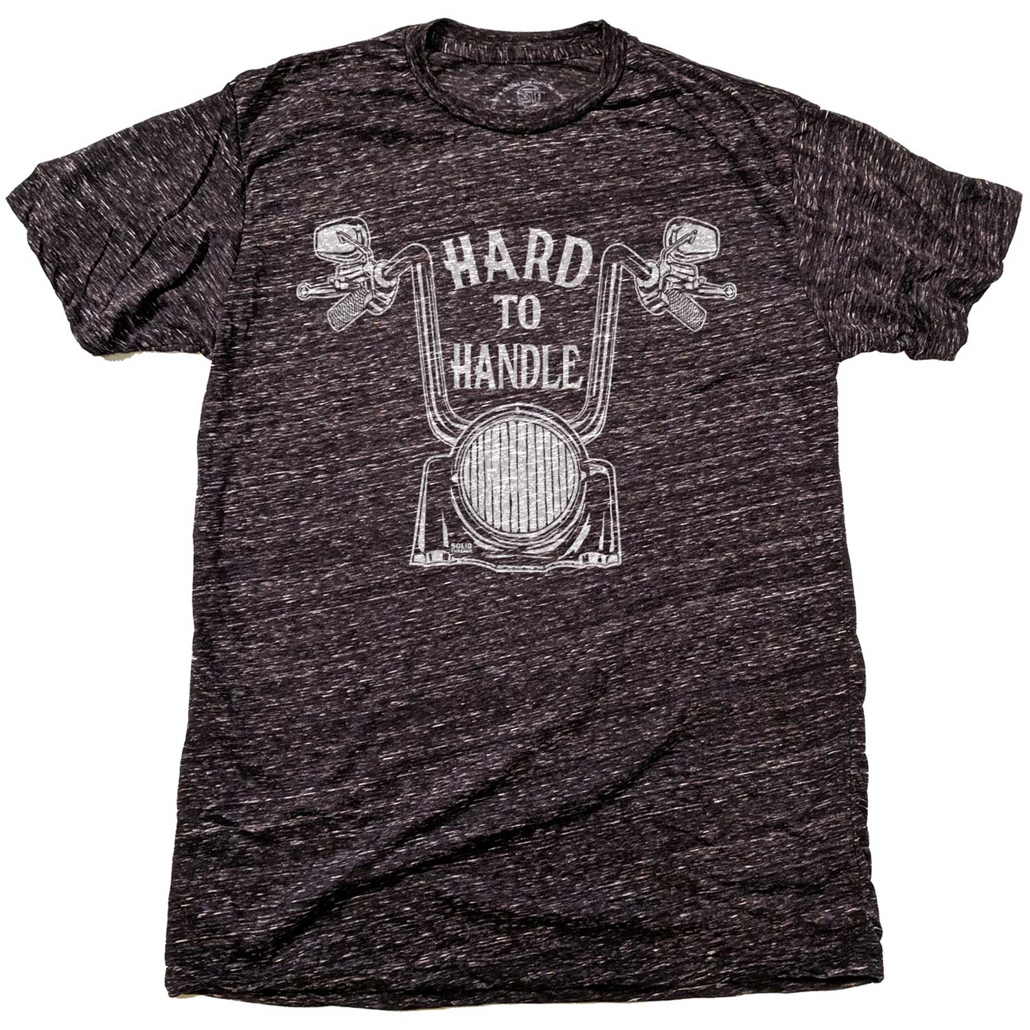 Men's Hard to Handle Vintage T-shirt | Cool Motorcycle Triblend Charcoal Graphic Tee | Solid Threads