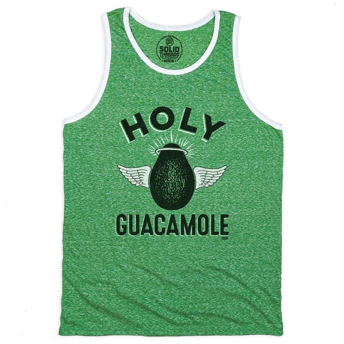 Men&#39;s Cool Holy Guacamole Retro Graphic Tank Top | Funny Foodie Sleeveless Shirt | SOLID THREADS