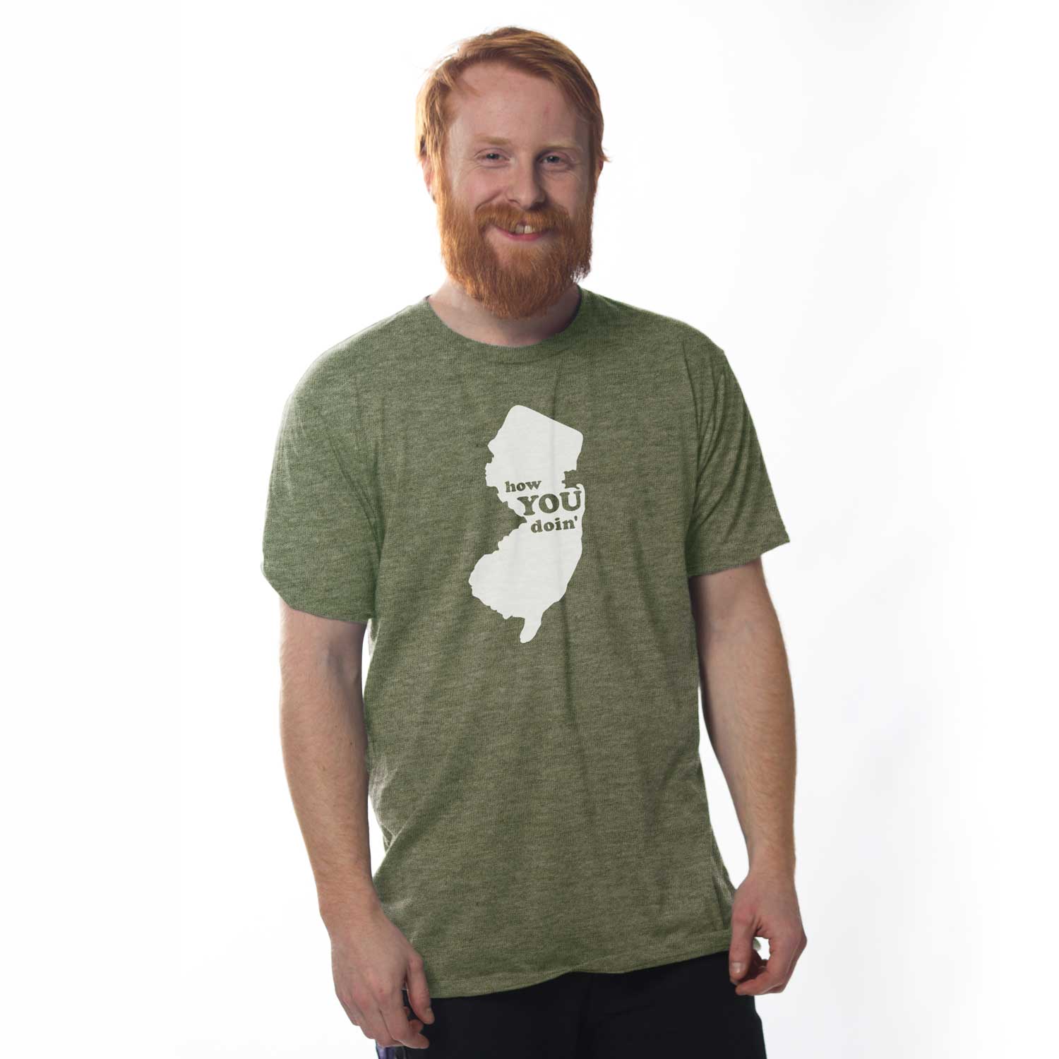 Men's How You Doin' Vintage T-Shirt | Funny New Jersey Graphic Triblend Tee On Model | Solid Threads