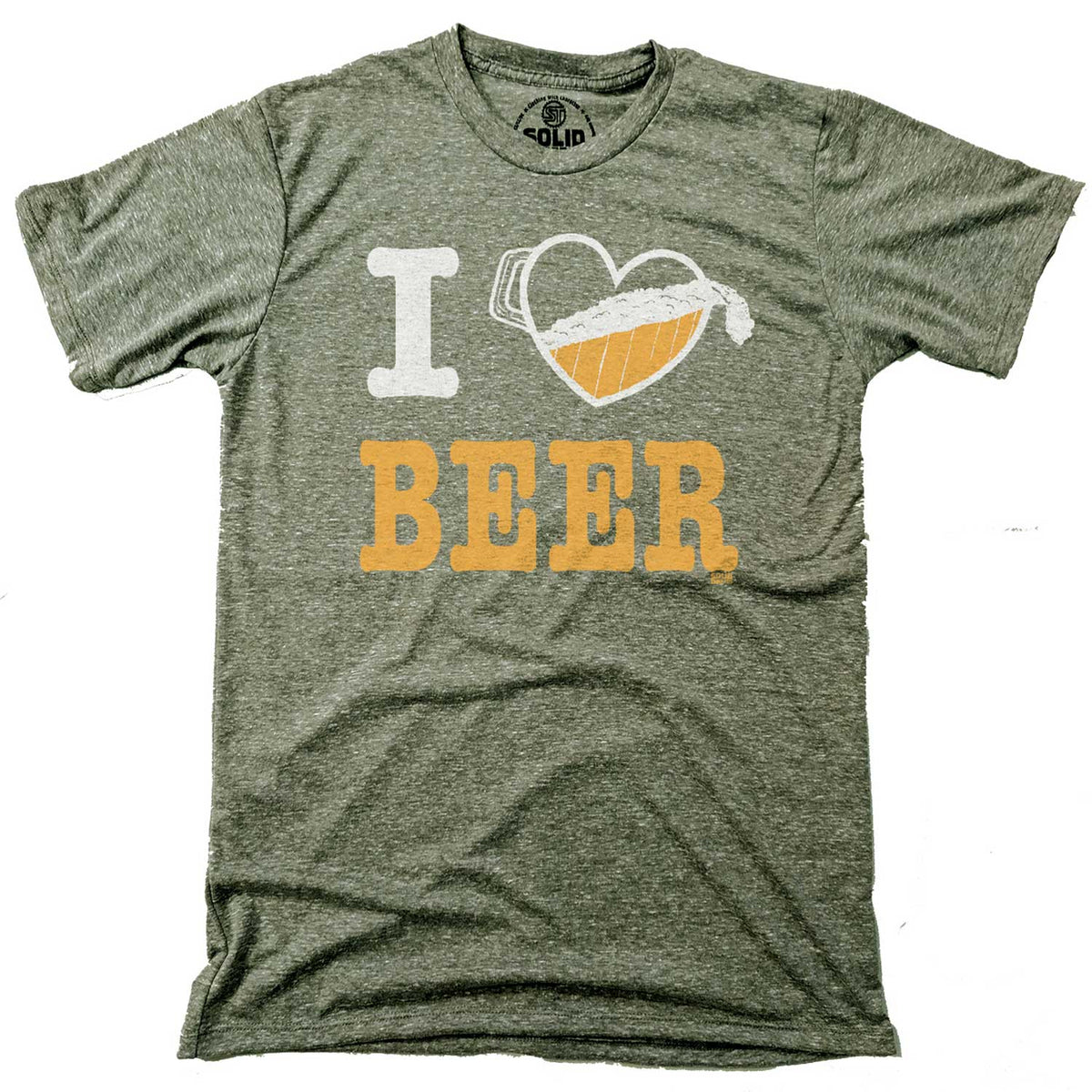 Men&#39;s I Heart Beer Pitcher Cool Graphic T-Shirt | Vintage Drinking Tee | Solid Threads