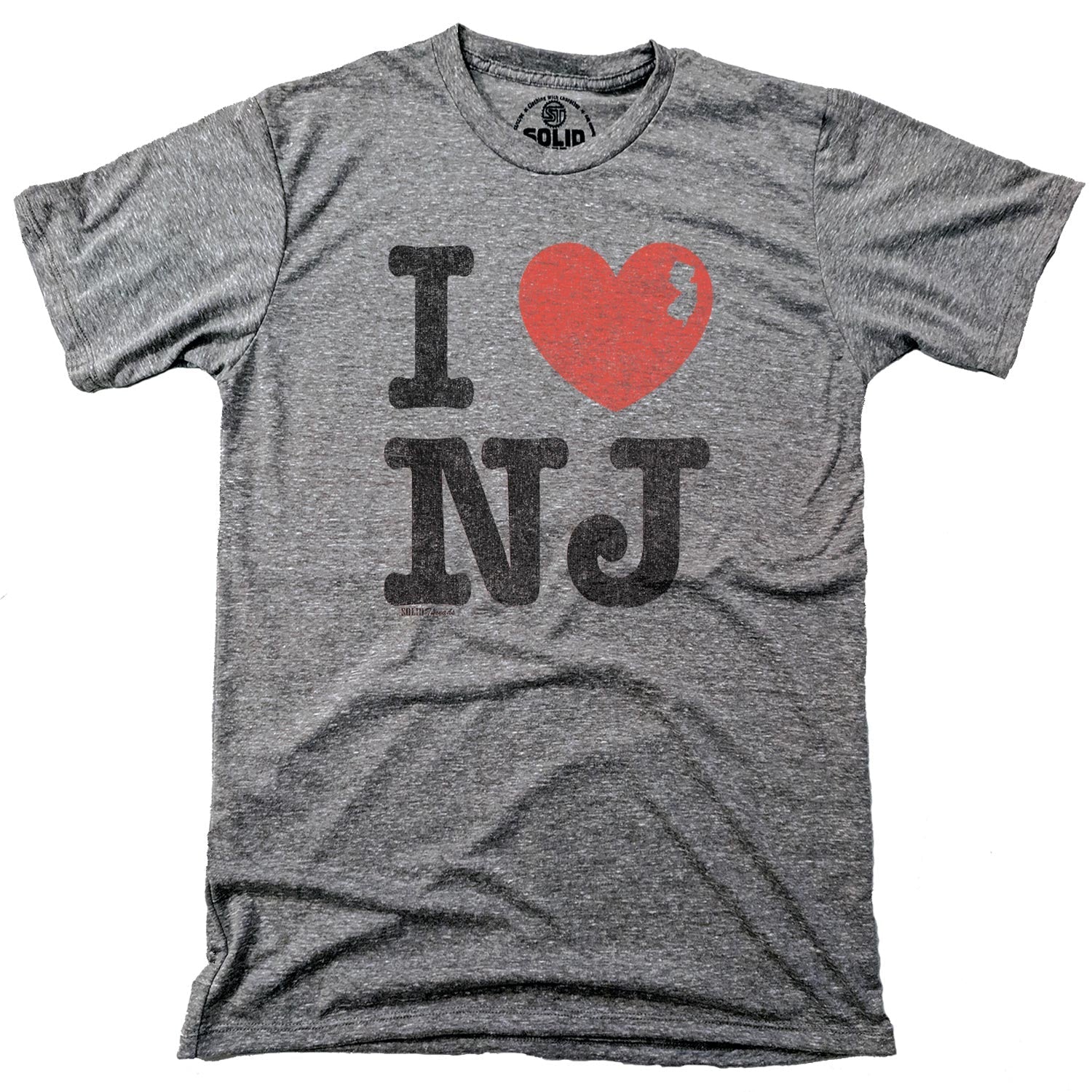 Men's I Heart NJ Vintage Garden State Graphic Tee | Retro Jersey Pride T-Shirt | Solid Threads