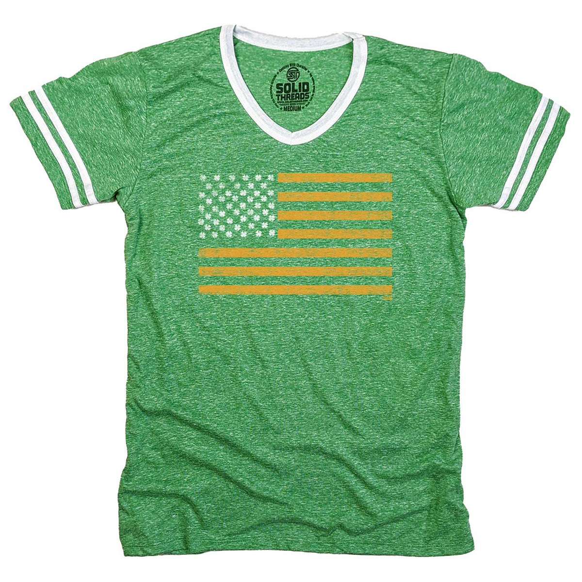 Men&#39;s Irish American Vintage Graphic V-Neck Tee | Retro Irish T-shirt | Solid Threads