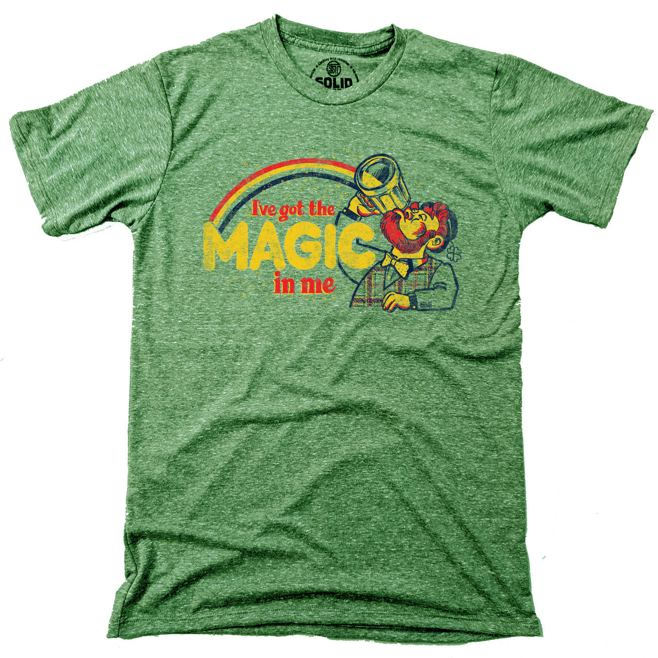 Men's Got The Magic In Me Vintage Graphic T-Shirt | Funny Leprechaun Triblend Tee | Solid Threads