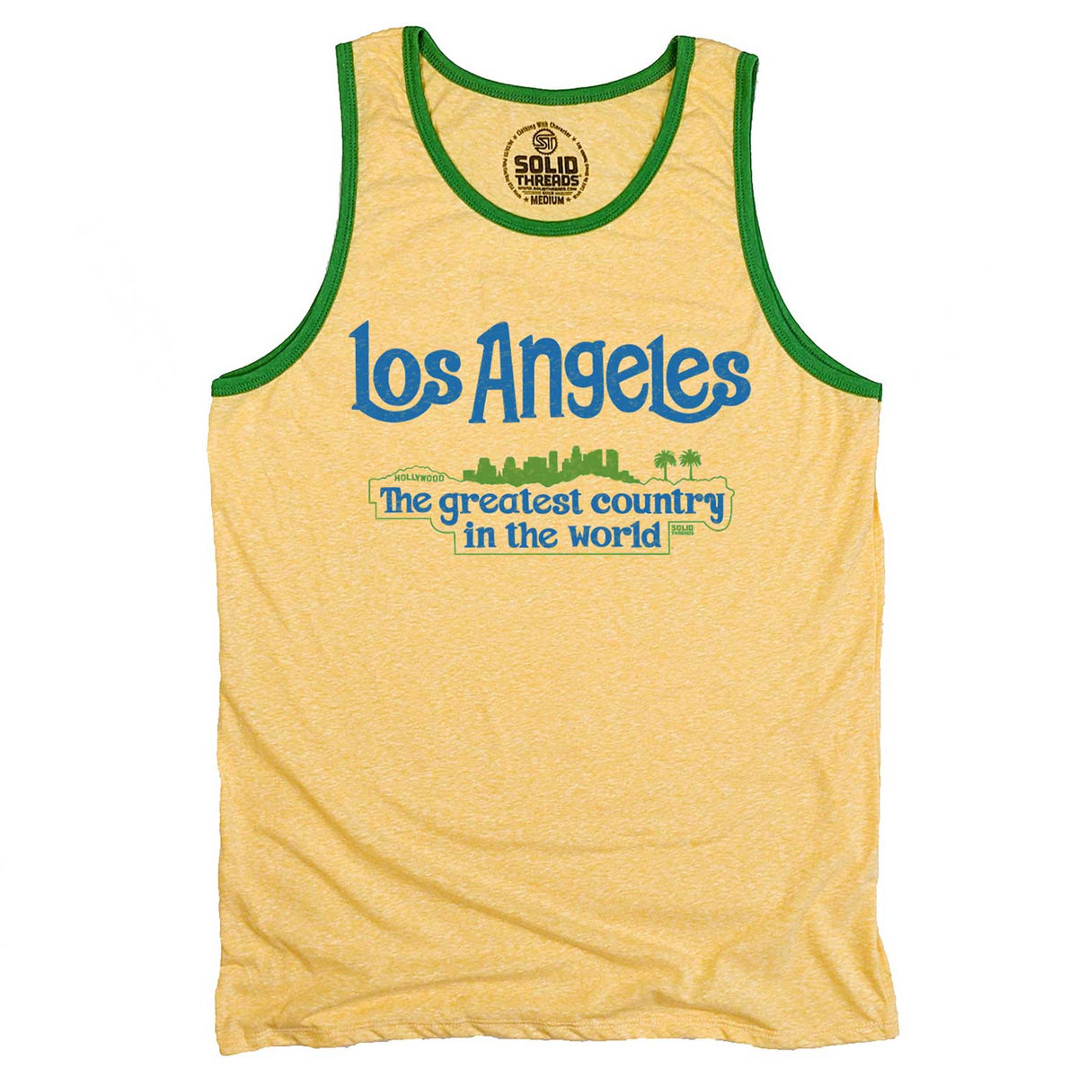 Men&#39;s Los Angeles Greatest Country In the World Vintage Graphic Tank Top | Solid Threads