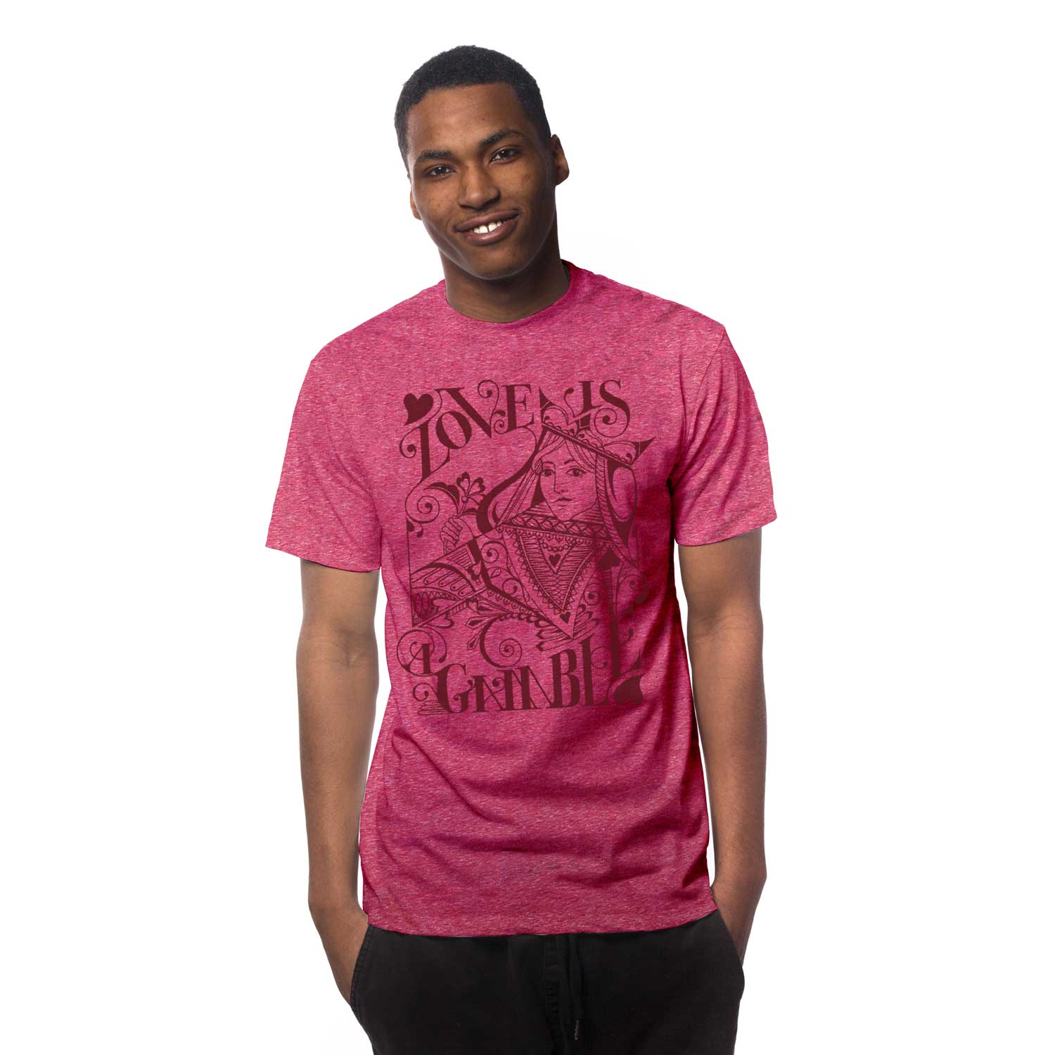 Men's Love Is A Gamble Cool Valentine's Day Graphic T-Shirt | Vintage Poker Tee | Solid Threads