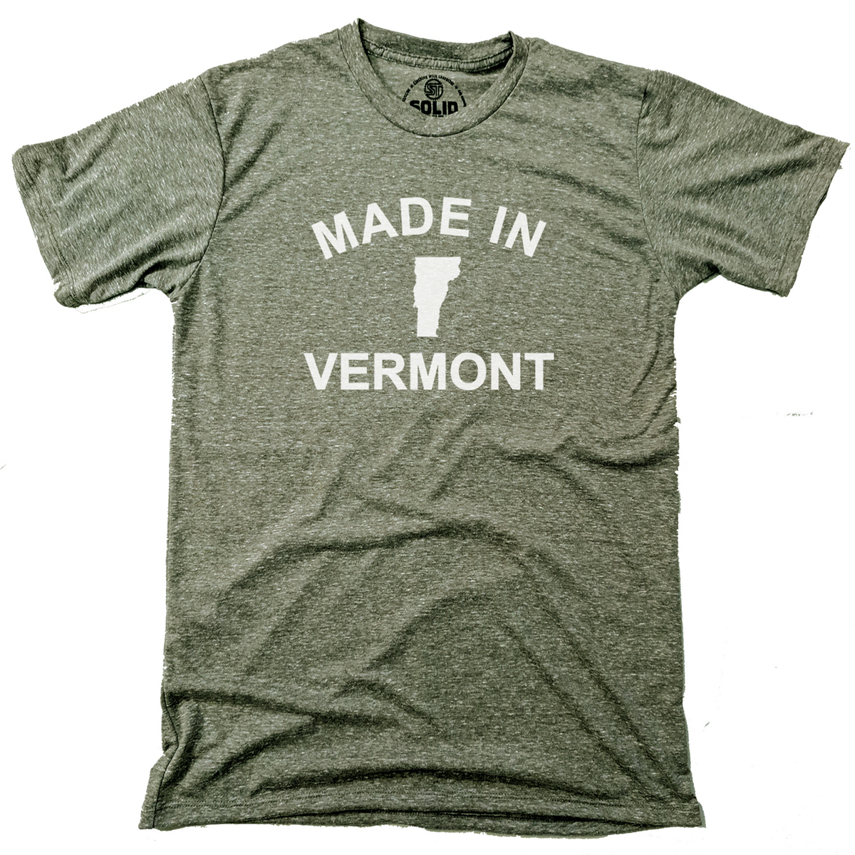 Men&#39;s Made in Vermont Cool New England Graphic Tee | Retro Green Mountains T-shirt | Solid Threads