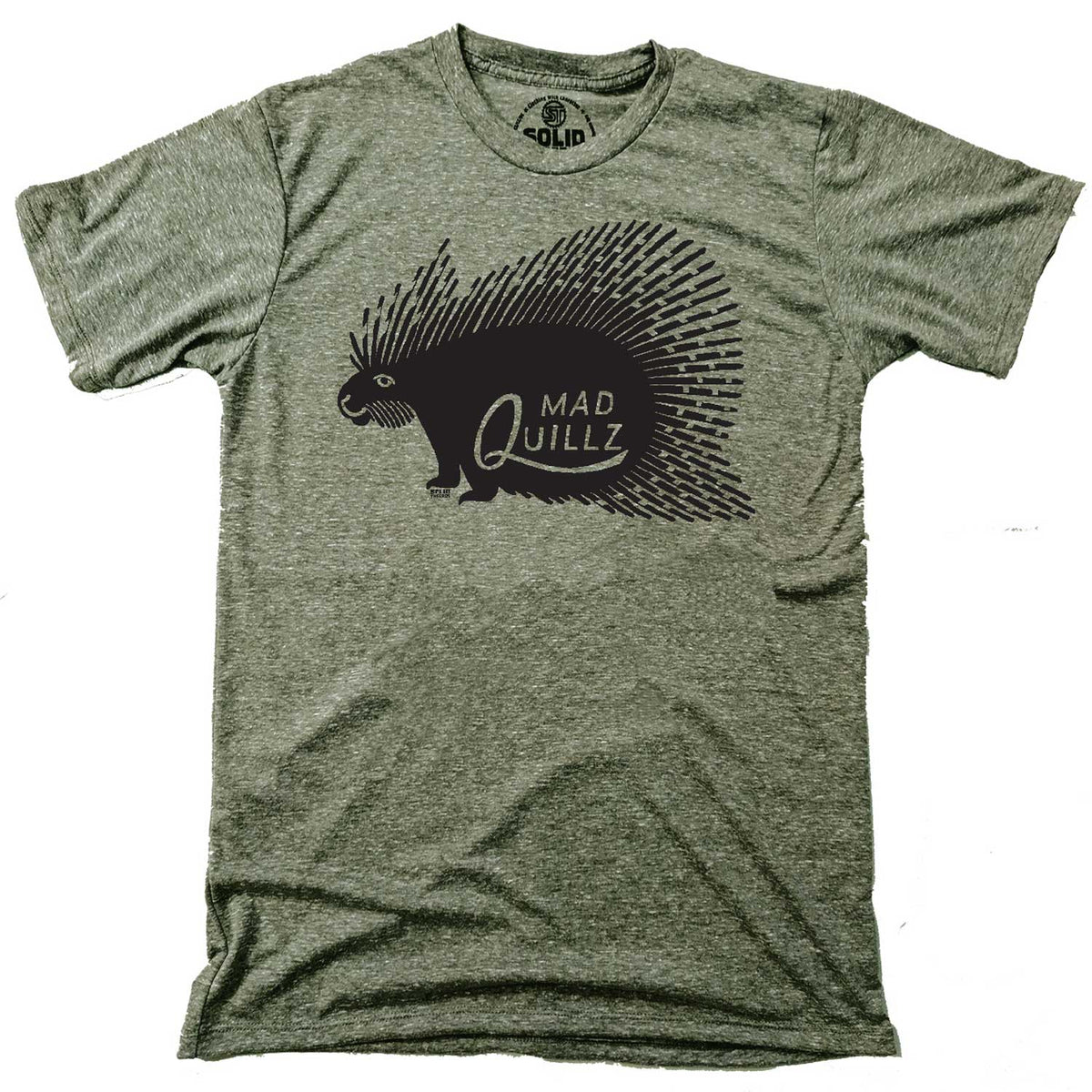 Men&#39;s Mad Quillz Vintage Animal Graphic T-Shirt | Funny Hedgehog Tee | Solid Threads
