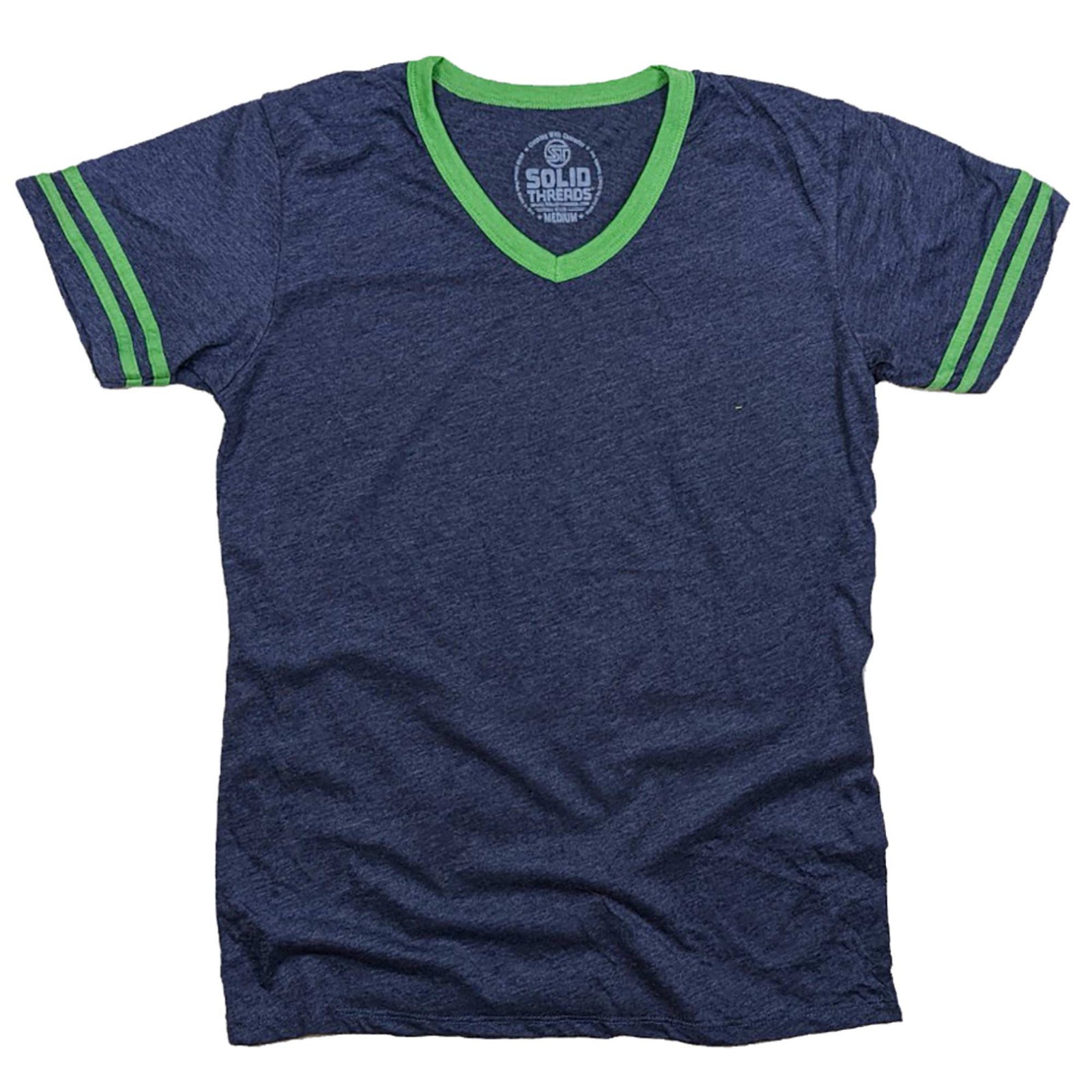 Men's Retro Ringer V-neck T-shirtNavy/Kelly | Super Soft Vintage Inspired Tee | USA Made