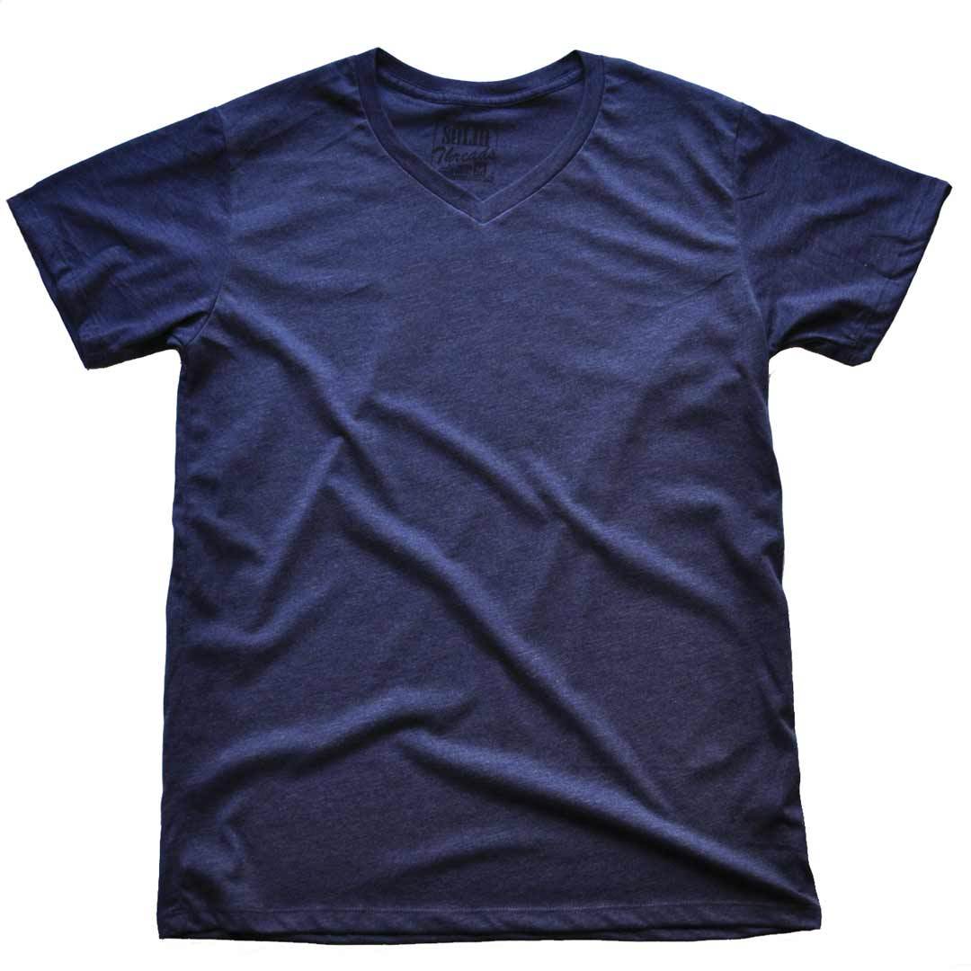 Men's Solid Threads V-Neck Navy T-shirt