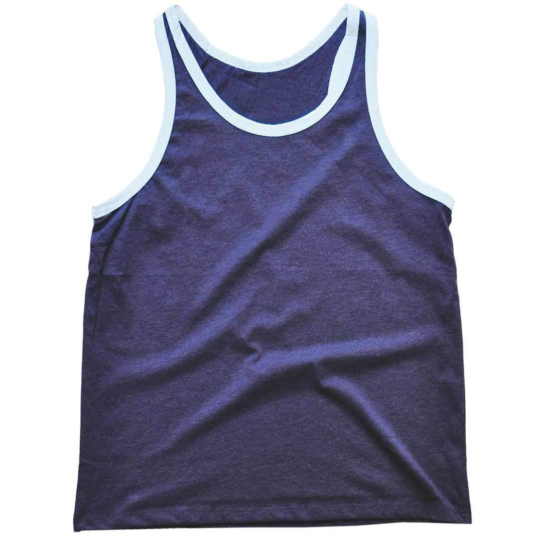 Men's Solid Threads Navy/White Tank Top