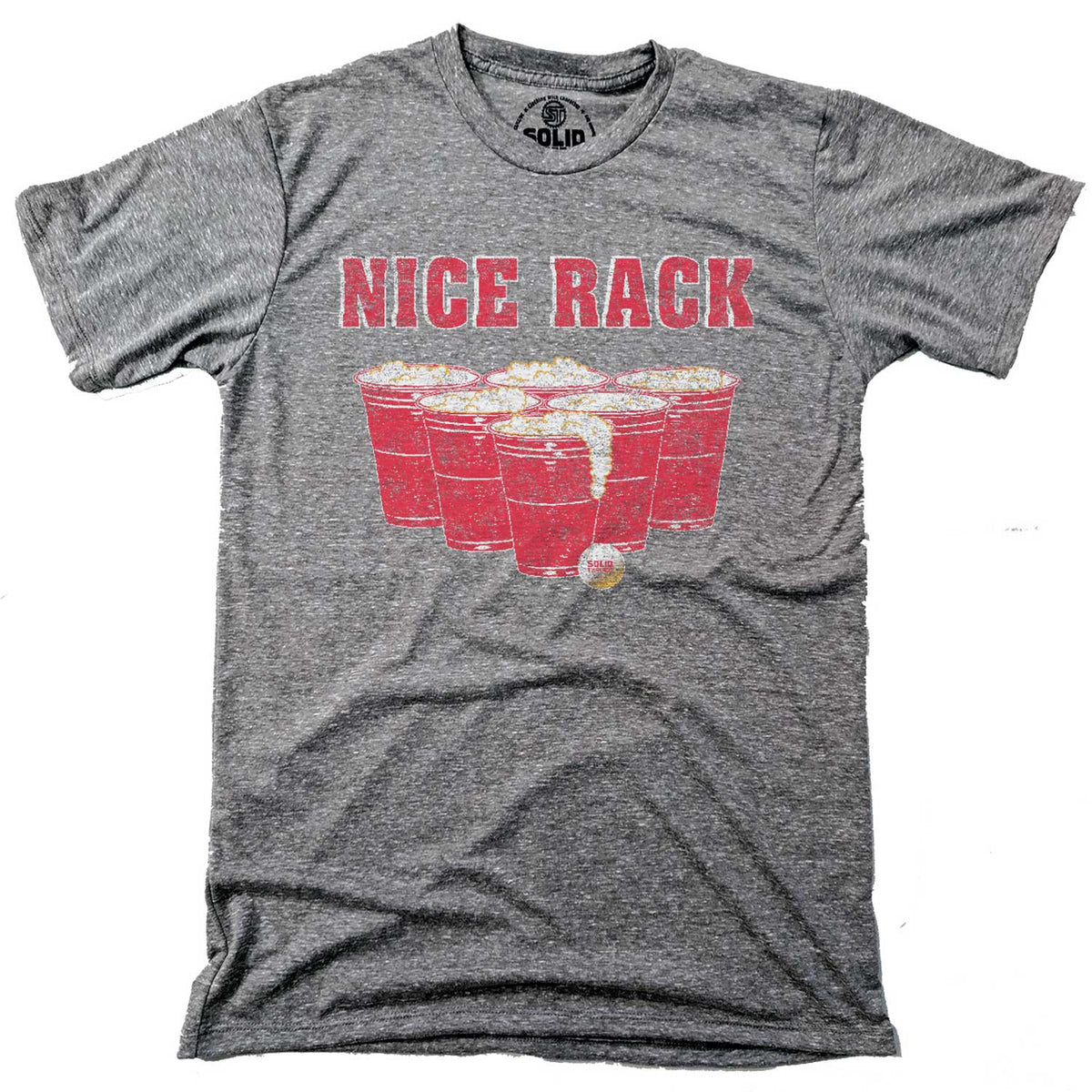 Men&#39;s Nice Rack Vintage Graphic T-Shirt | Funny Beer Pong Party Tee | Solid Threads