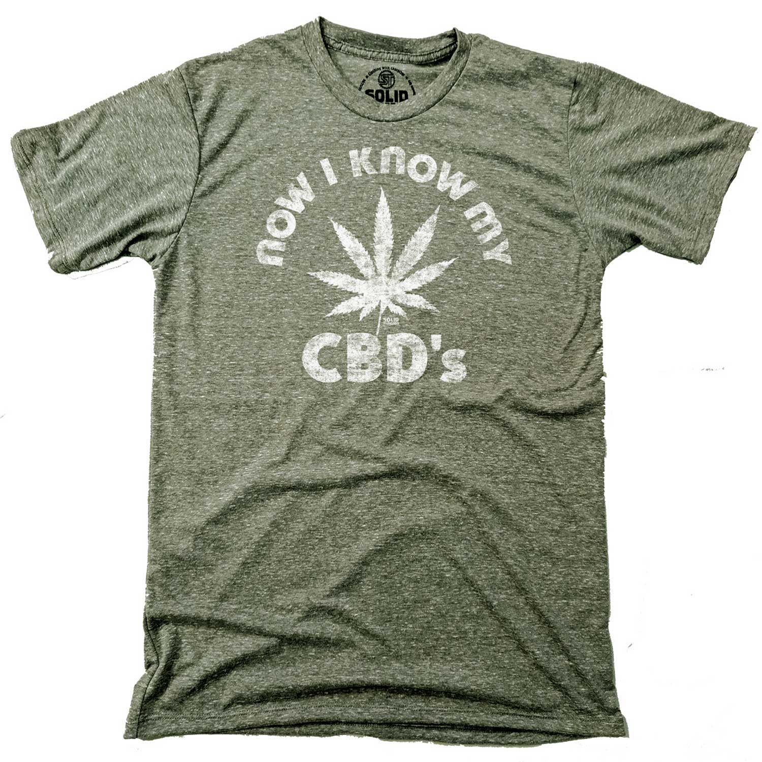 Men's Now I Know My CBD's Funny Weed Graphic Tee | Retro Marijuana Triblend T-shirt | SOLID THREADS